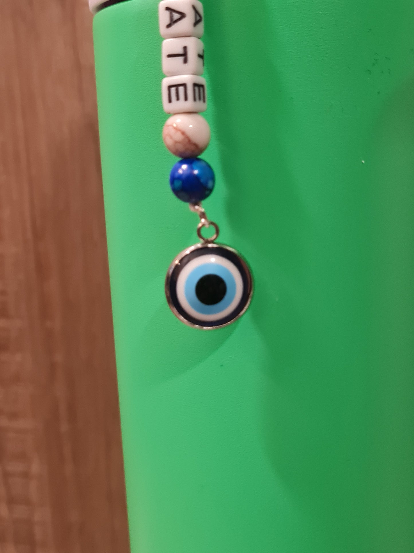 Personalized Evil Eye Owala Bottle Charm - Custom Name Tag Accessory for Owala and Stanley Water Bottles