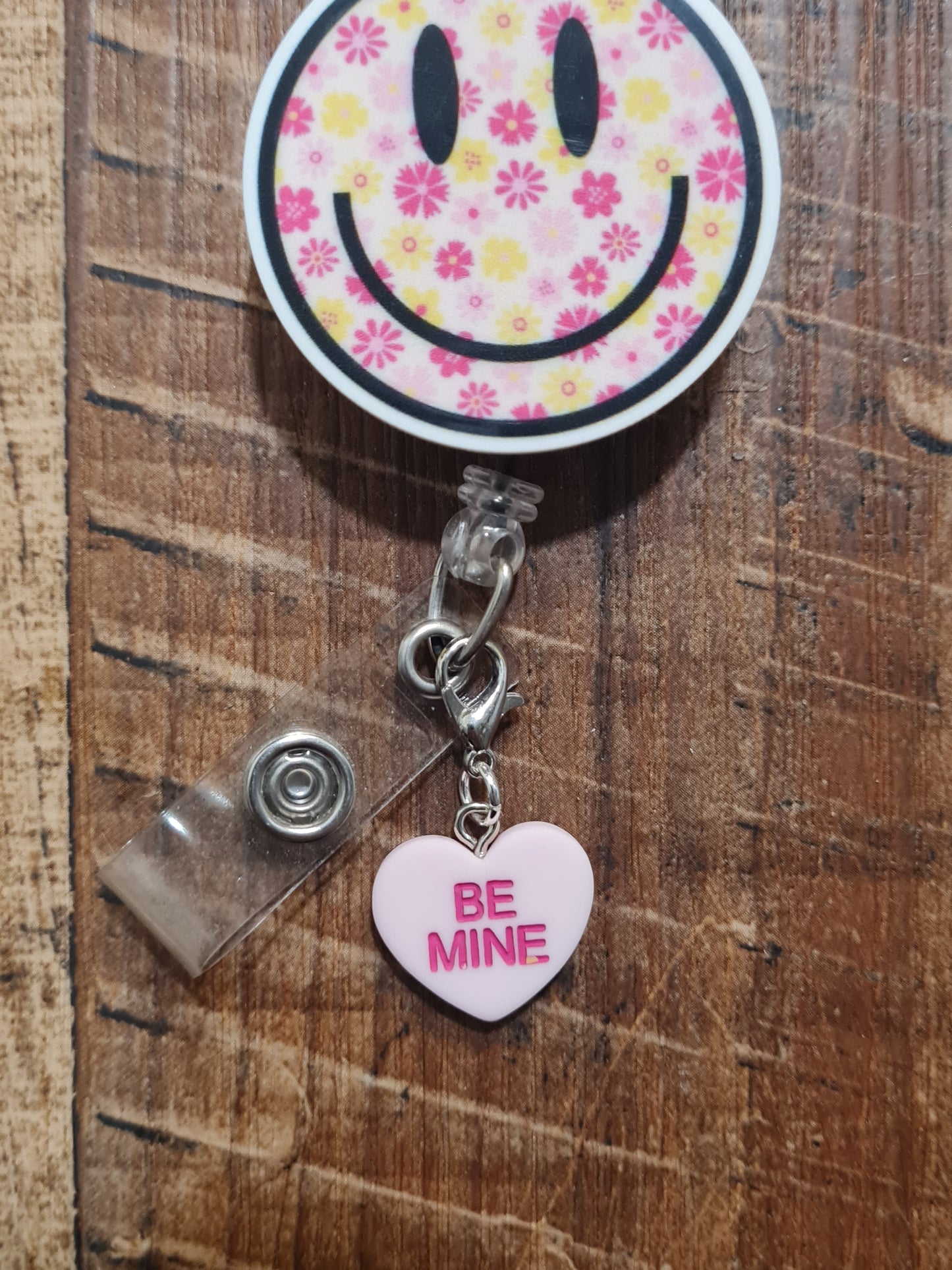 "Sweet Talk" Conversation Heart Badge Charm - Pastel Valentine's Day ID Flair for Nurses and Teachers - Coquette Aesthetic Heart Dangle for Lanyards