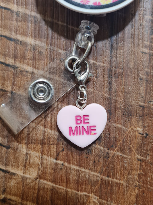 "Sweet Talk" Conversation Heart Badge Charm - Pastel Valentine's Day ID Flair for Nurses and Teachers - Coquette Aesthetic Heart Dangle for Lanyards