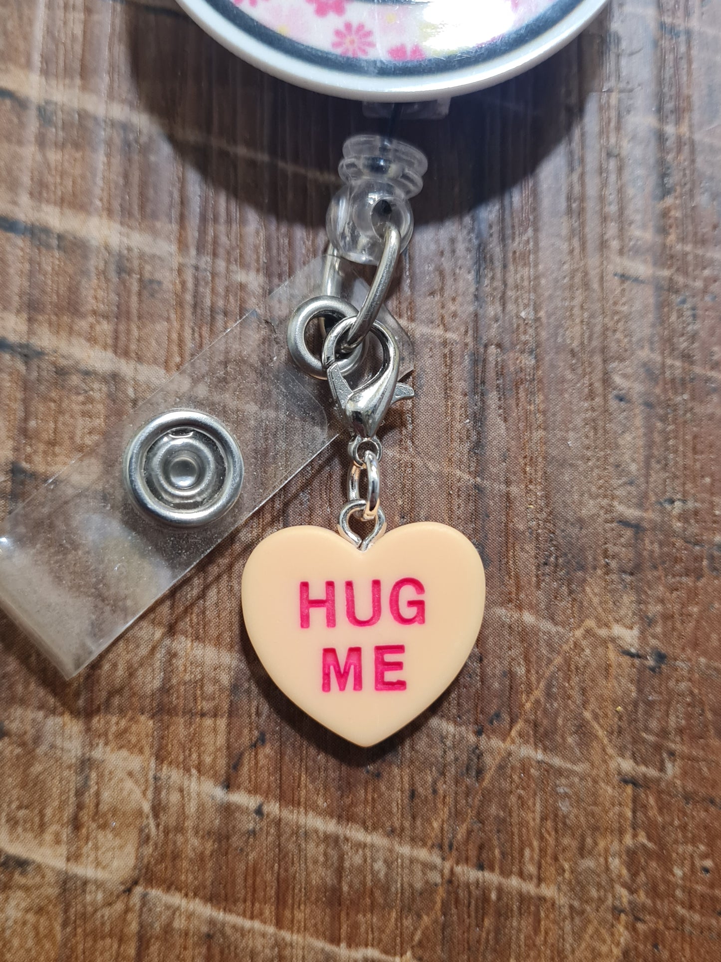 "Sweet Talk" Conversation Heart Badge Charm - Pastel Valentine's Day ID Flair for Nurses and Teachers - Coquette Aesthetic Heart Dangle for Lanyards