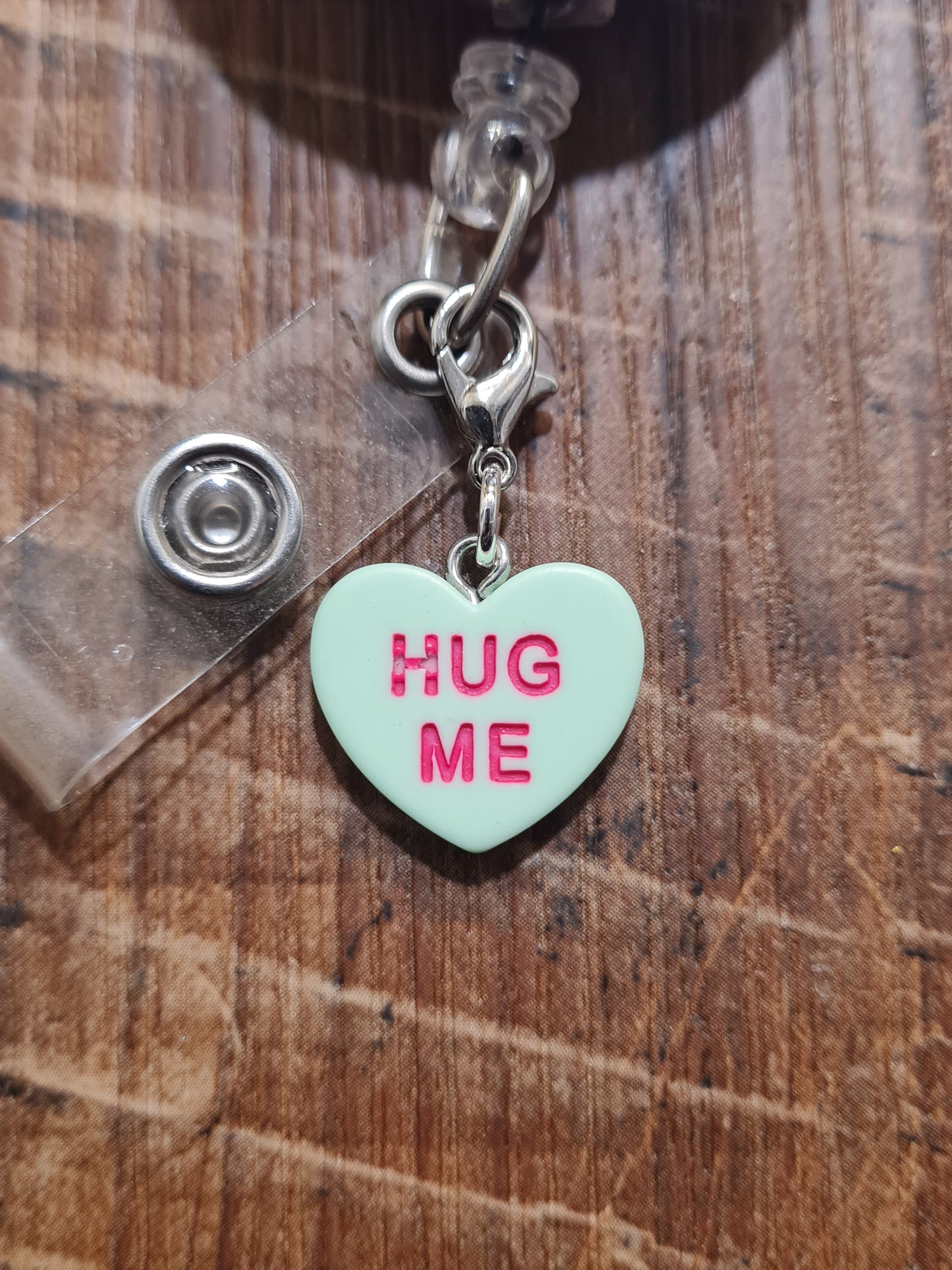 "Sweet Talk" Conversation Heart Badge Charm - Pastel Valentine's Day ID Flair for Nurses and Teachers - Coquette Aesthetic Heart Dangle for Lanyards