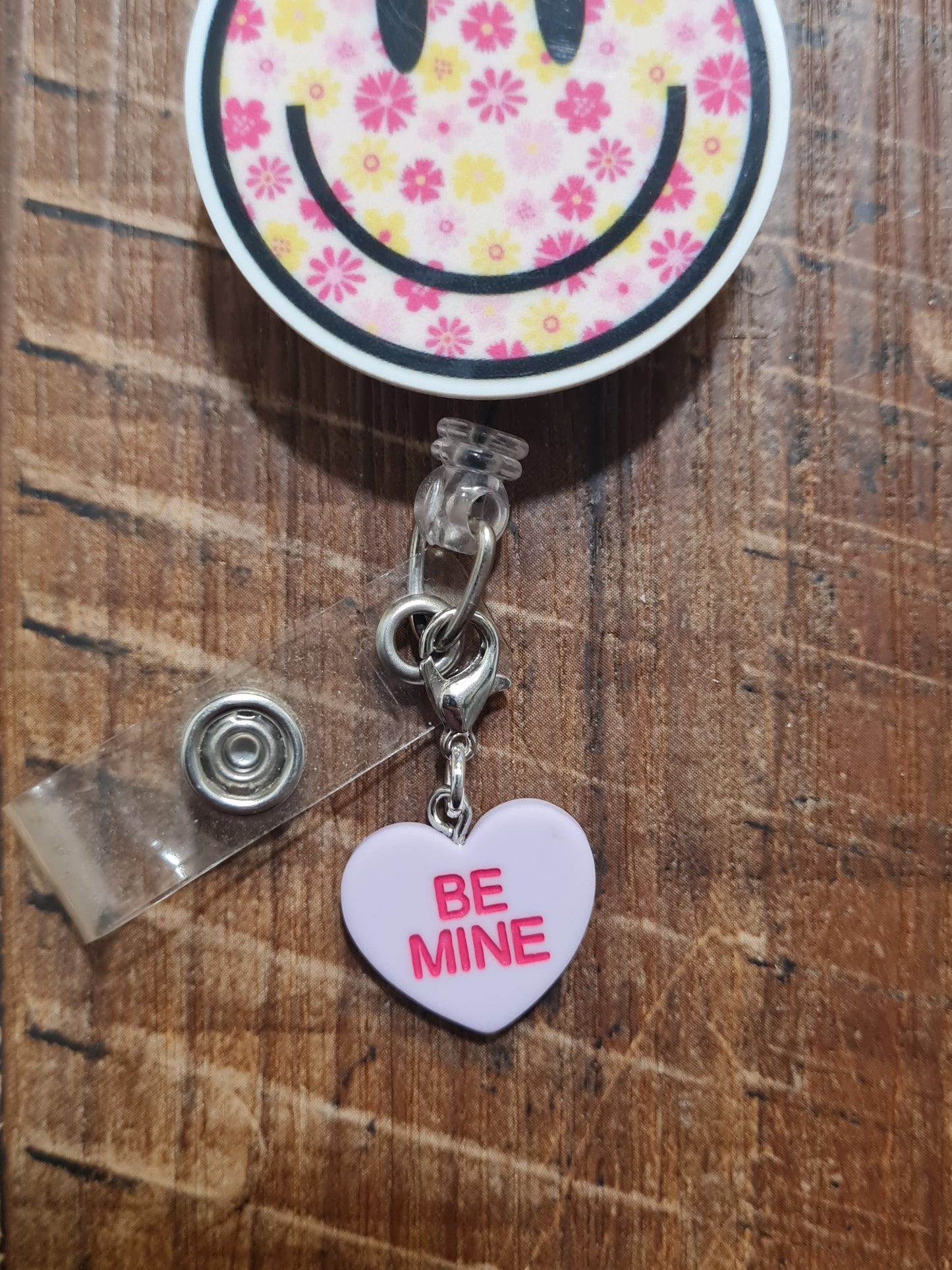 "Sweet Talk" Conversation Heart Badge Charm - Pastel Valentine's Day ID Flair for Nurses and Teachers - Coquette Aesthetic Heart Dangle for Lanyards