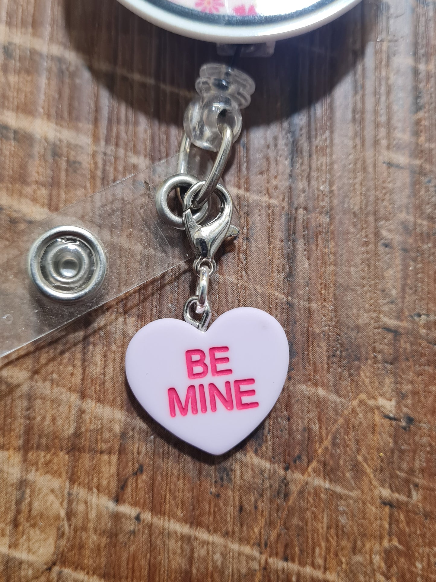 "Sweet Talk" Conversation Heart Badge Charm - Pastel Valentine's Day ID Flair for Nurses and Teachers - Coquette Aesthetic Heart Dangle for Lanyards