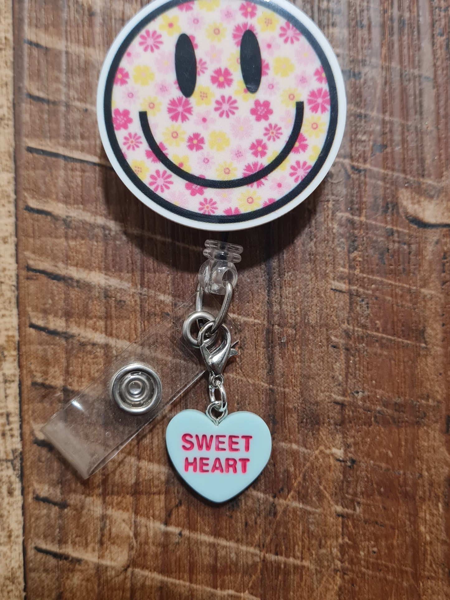 "Sweet Talk" Conversation Heart Badge Charm - Pastel Valentine's Day ID Flair for Nurses and Teachers - Coquette Aesthetic Heart Dangle for Lanyards