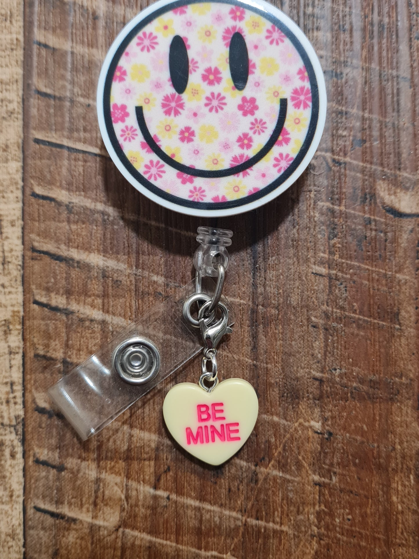 "Sweet Talk" Conversation Heart Badge Charm - Pastel Valentine's Day ID Flair for Nurses and Teachers - Coquette Aesthetic Heart Dangle for Lanyards