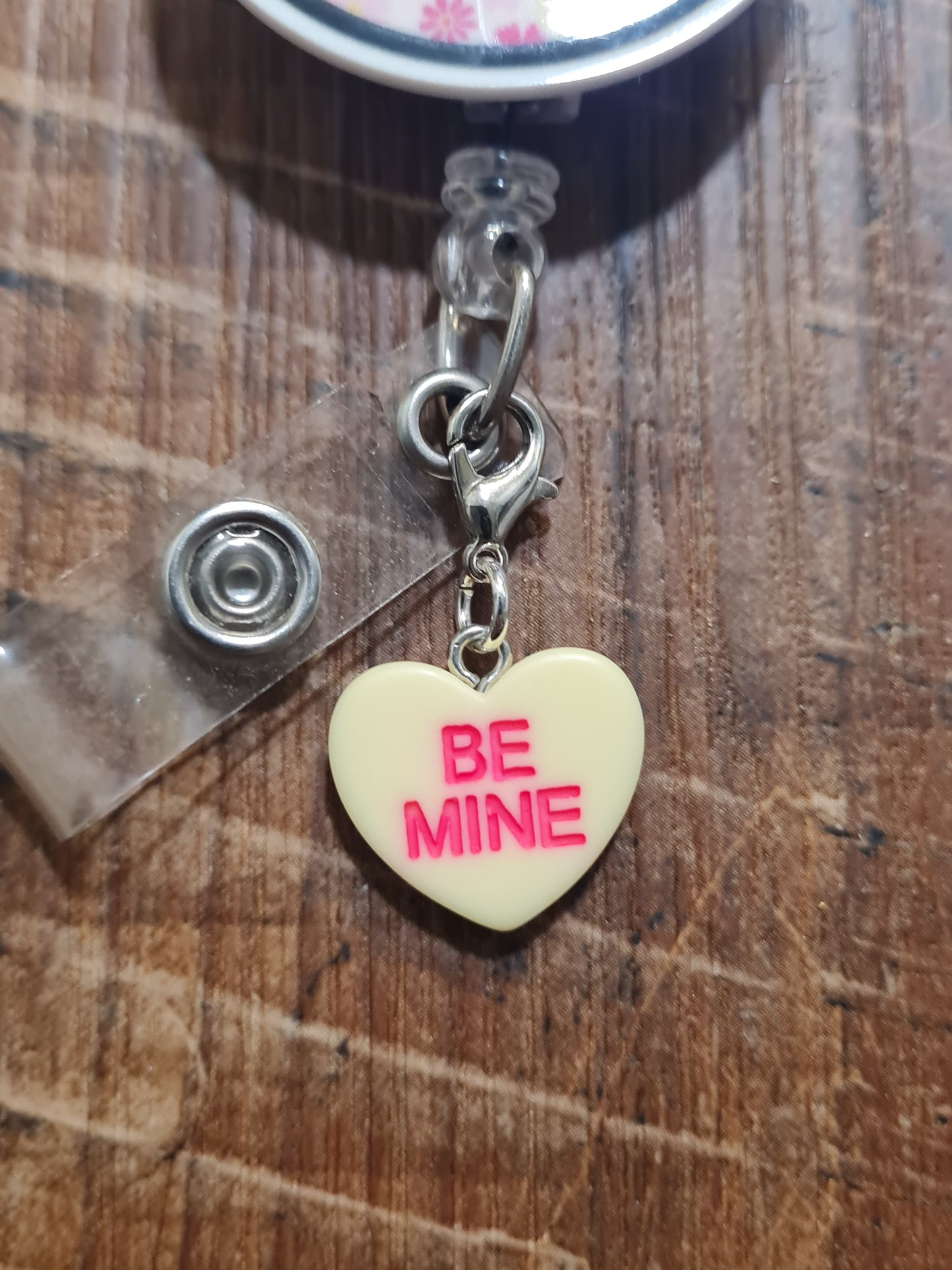 "Sweet Talk" Conversation Heart Badge Charm - Pastel Valentine's Day ID Flair for Nurses and Teachers - Coquette Aesthetic Heart Dangle for Lanyards