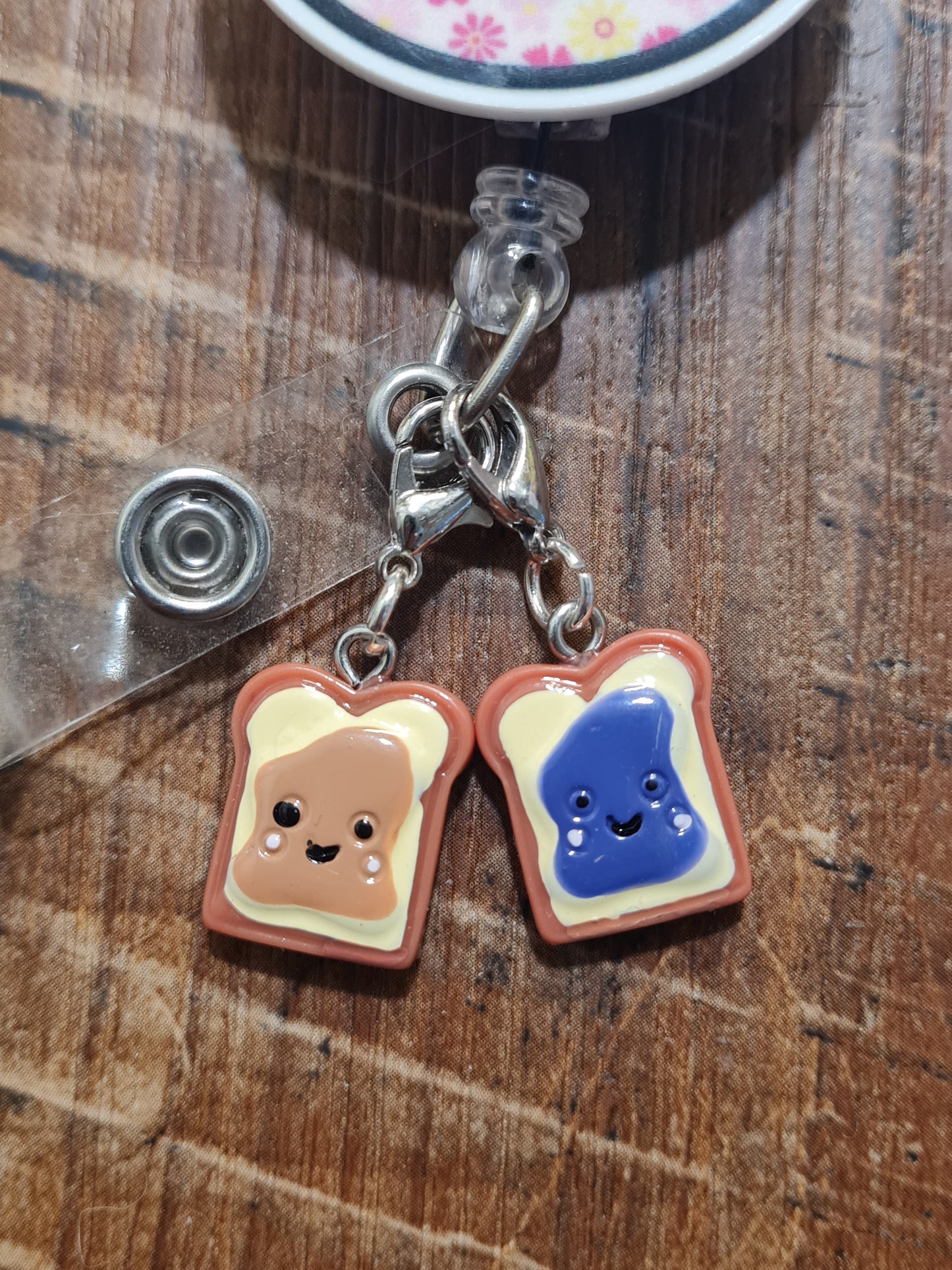 "Better Together" PB&J Badge Charm Set - Funny Work Bestie Gift - Matching Peanut Butter and Jelly ID Flair - 2-Piece Friendship Lanyard Accessory