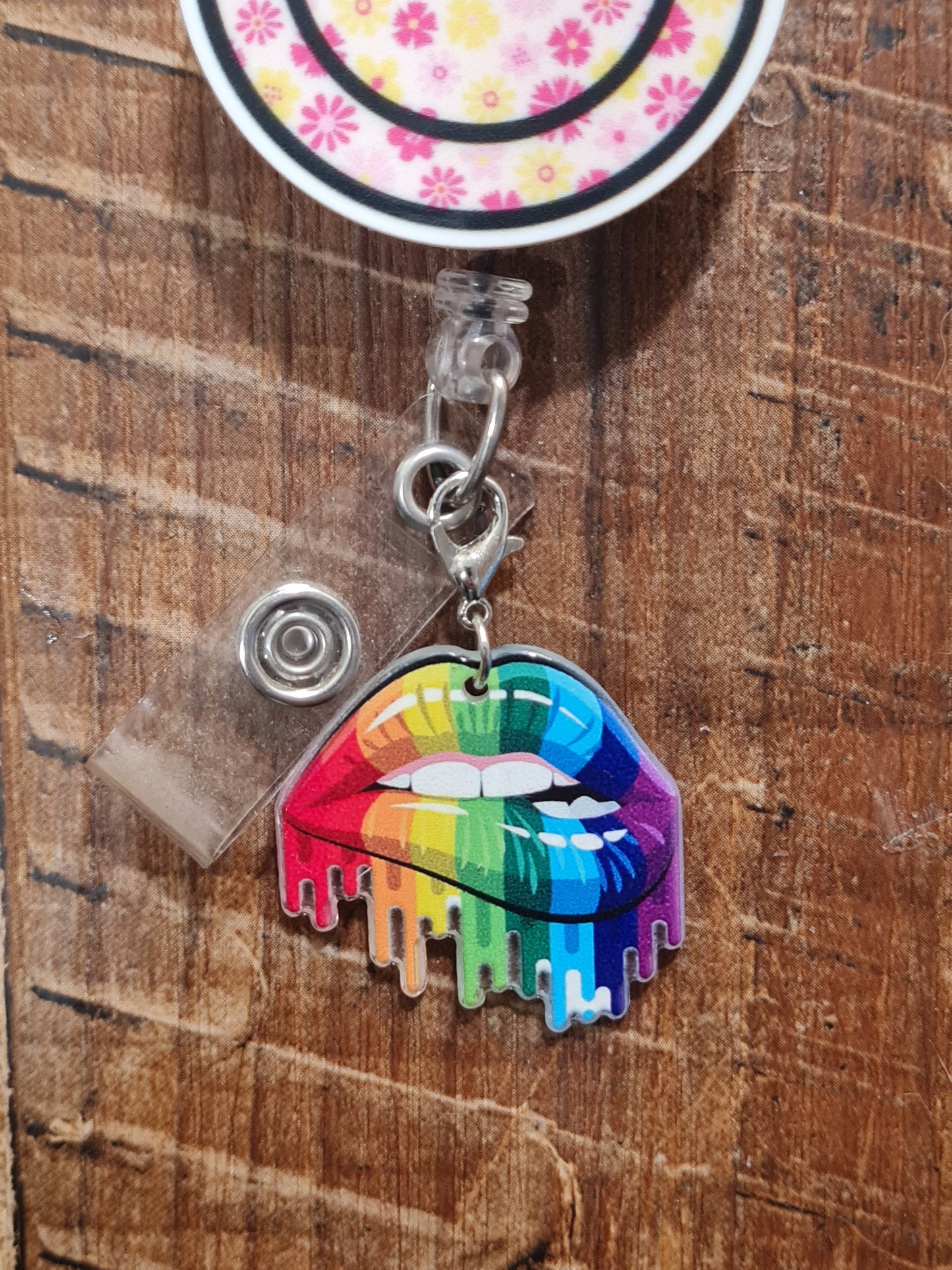Rainbow Pride Lips Badge Charm - LGBTQ+ Flag Enamel ID Flair - Vibrant Inclusion Jewelry for Lanyards - Bold Allyship Gift for Professionals