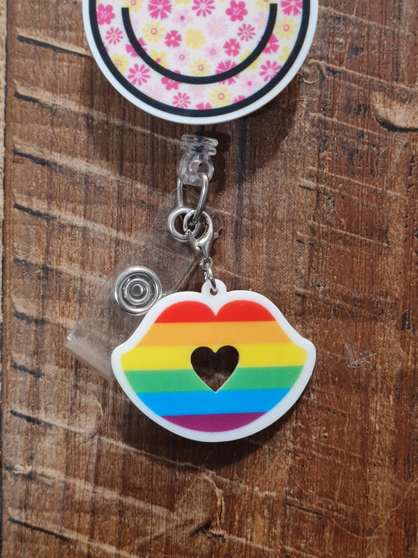 Rainbow Pride Lips Badge Charm - LGBTQ+ Flag Enamel ID Flair - Vibrant Inclusion Jewelry for Lanyards - Bold Allyship Gift for Professionals