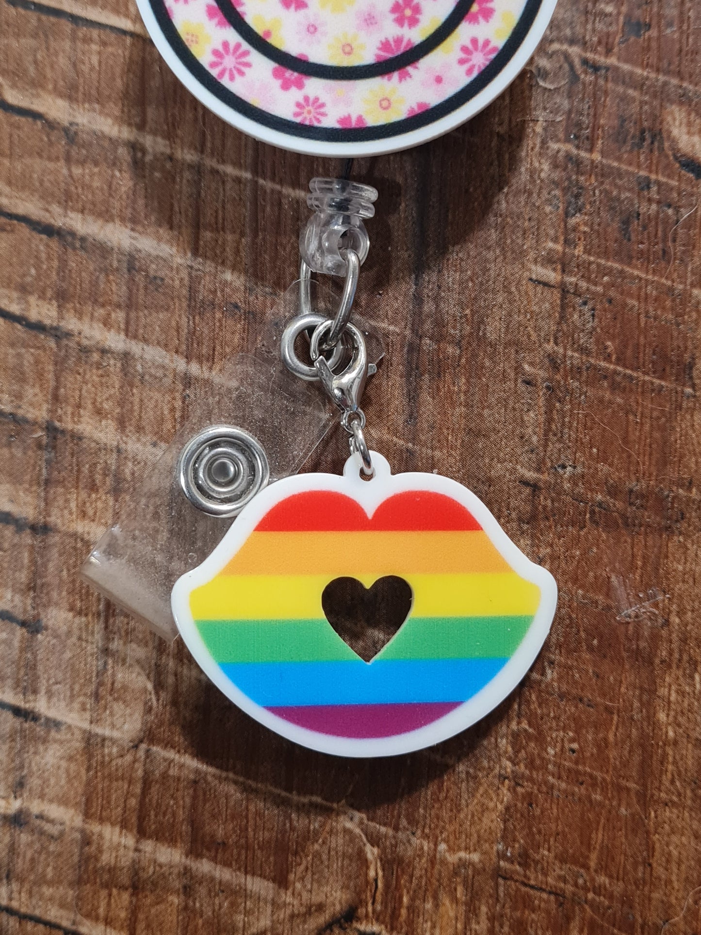 Rainbow Pride Lips Badge Charm - LGBTQ+ Flag Enamel ID Flair - Vibrant Inclusion Jewelry for Lanyards - Bold Allyship Gift for Professionals