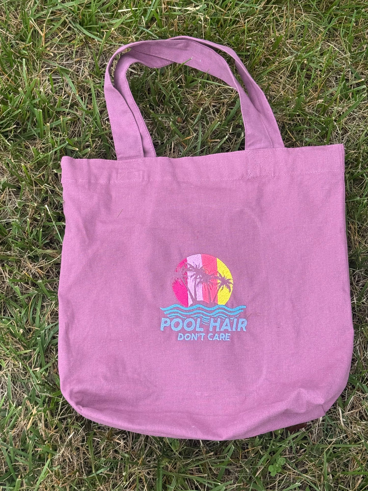 Pool Hair Don’t Care Embroidered Beach & Pool Shoulder Bag | Summer Tote Bag
