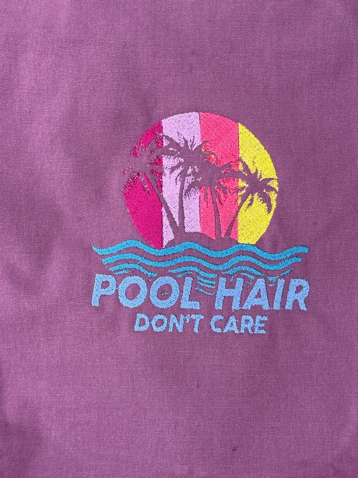 Pool Hair Don’t Care Embroidered Beach & Pool Shoulder Bag | Summer Tote Bag