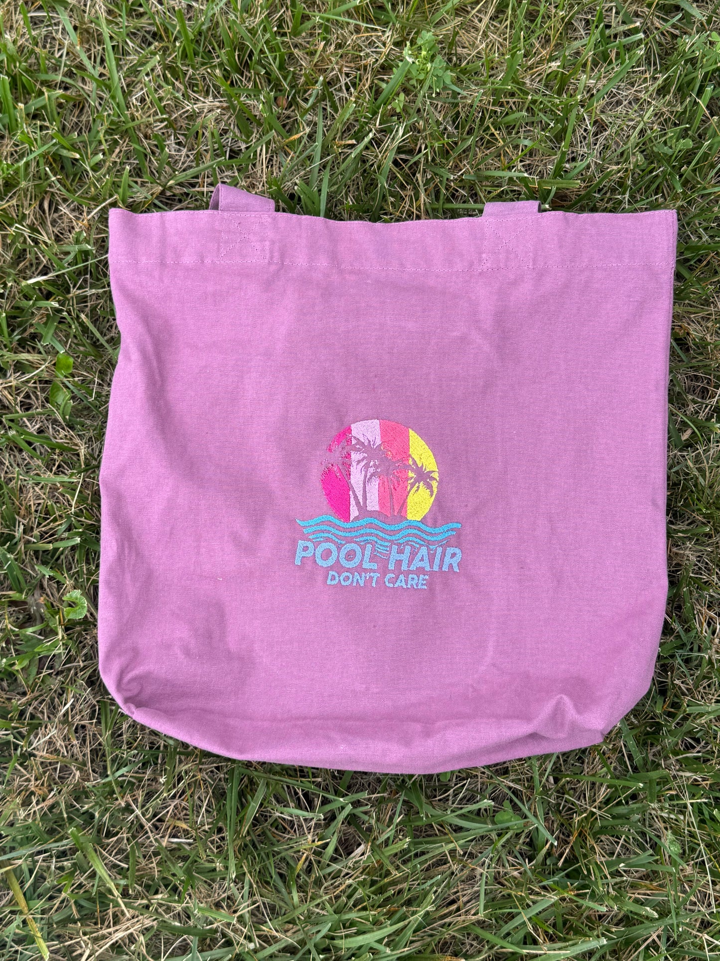 Pool Hair Don’t Care Embroidered Beach & Pool Shoulder Bag | Summer Tote Bag