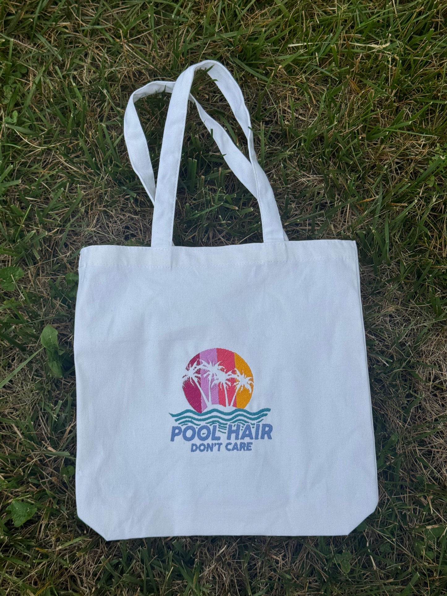 Pool Hair Don’t Care Embroidered Beach & Pool Shoulder Bag | Summer Tote Bag