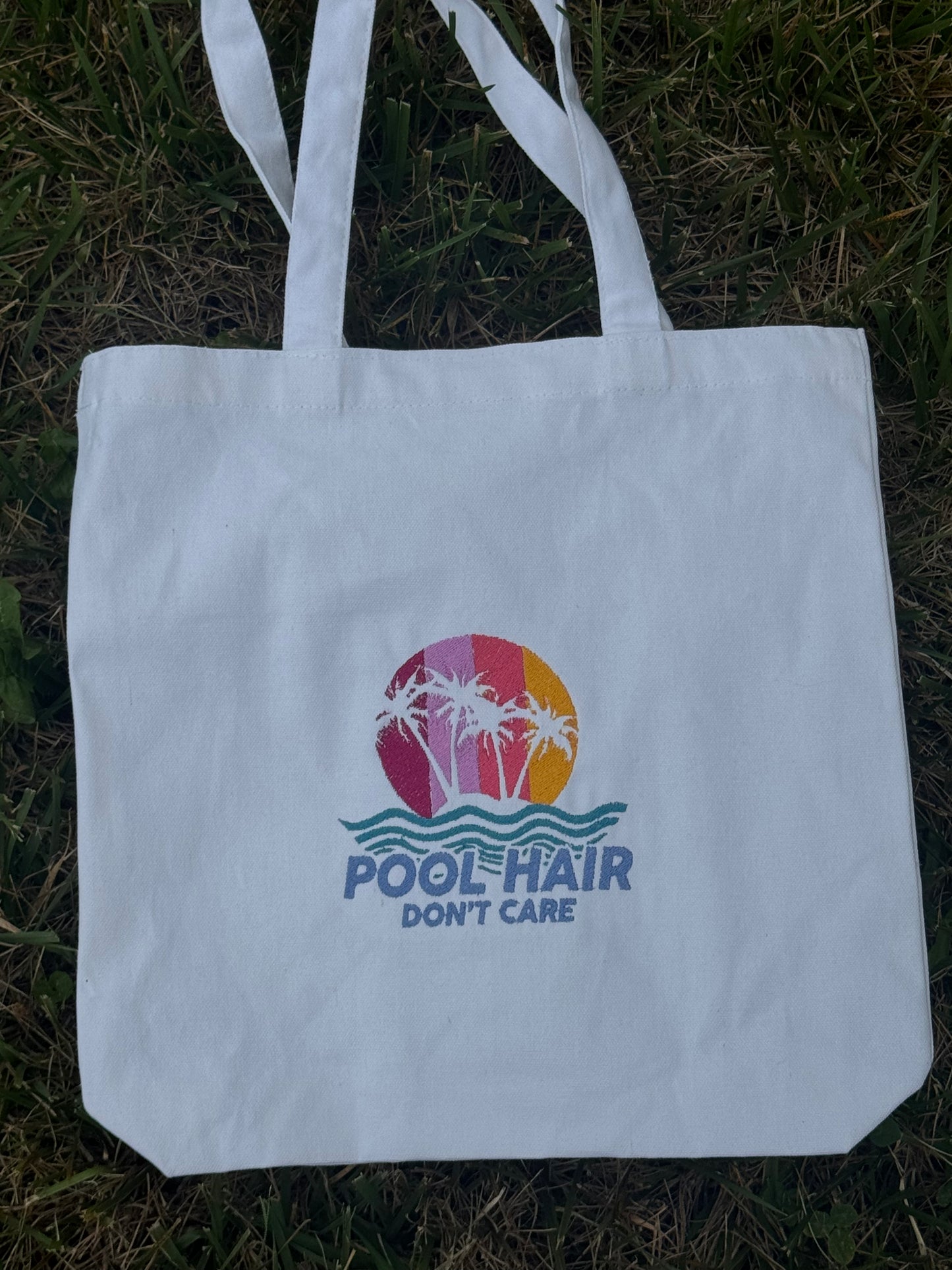 Pool Hair Don’t Care Embroidered Beach & Pool Shoulder Bag | Summer Tote Bag