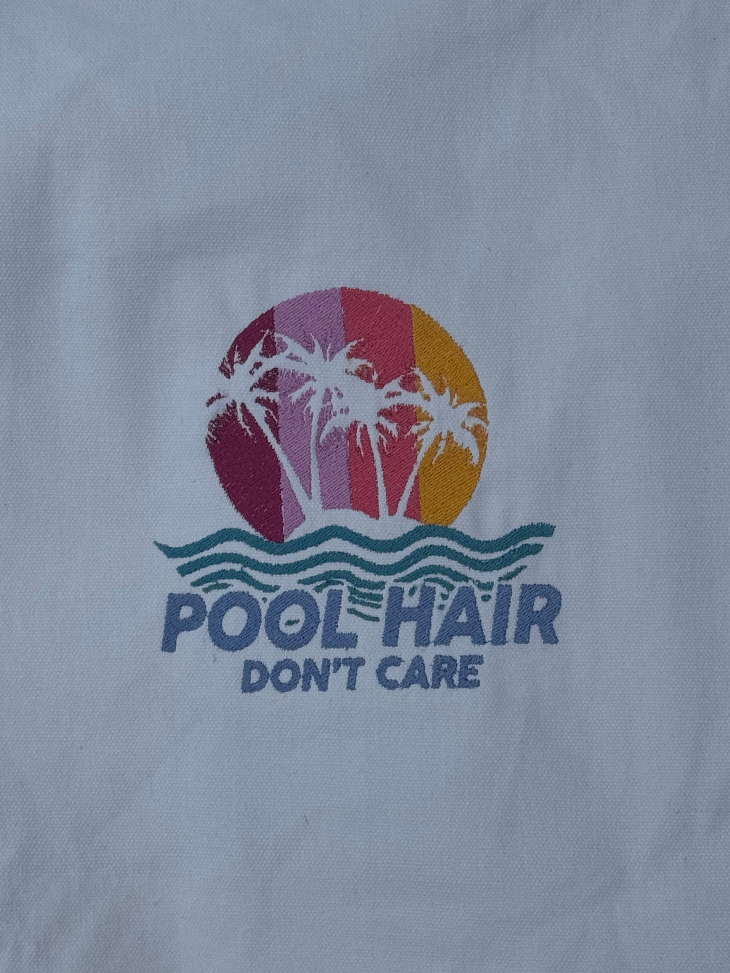 Pool Hair Don’t Care Embroidered Beach & Pool Shoulder Bag | Summer Tote Bag