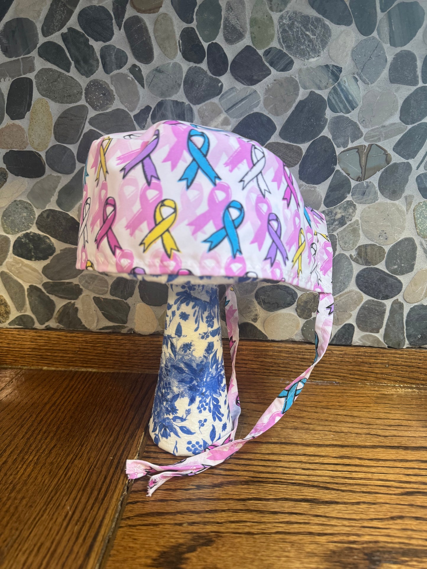 Cancer Awareness Printed Scrub Cap – Adjustable Tie - Back Surgical Hat - Scrub Cap