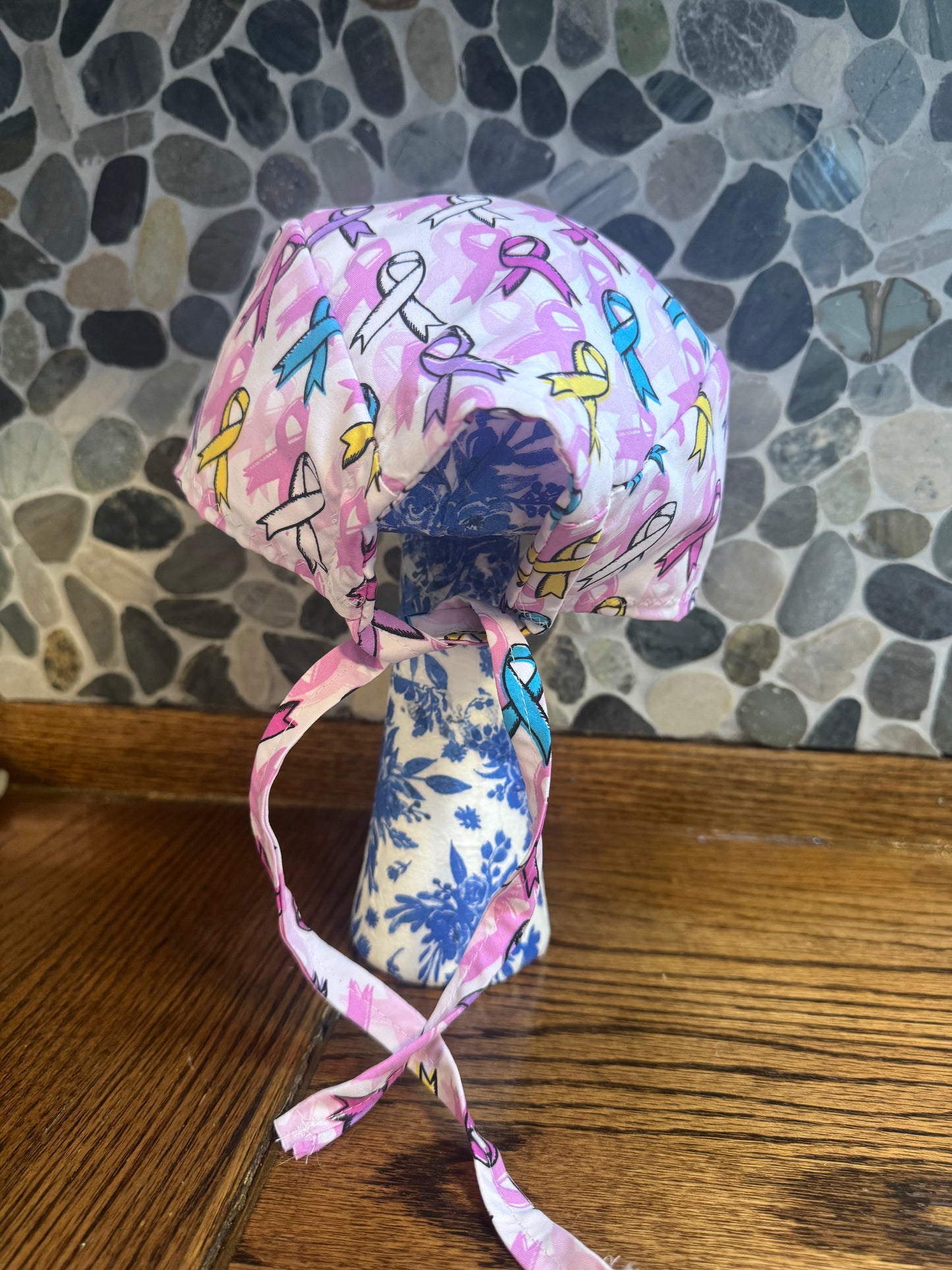 Cancer Awareness Printed Scrub Cap – Adjustable Tie - Back Surgical Hat - Scrub Cap