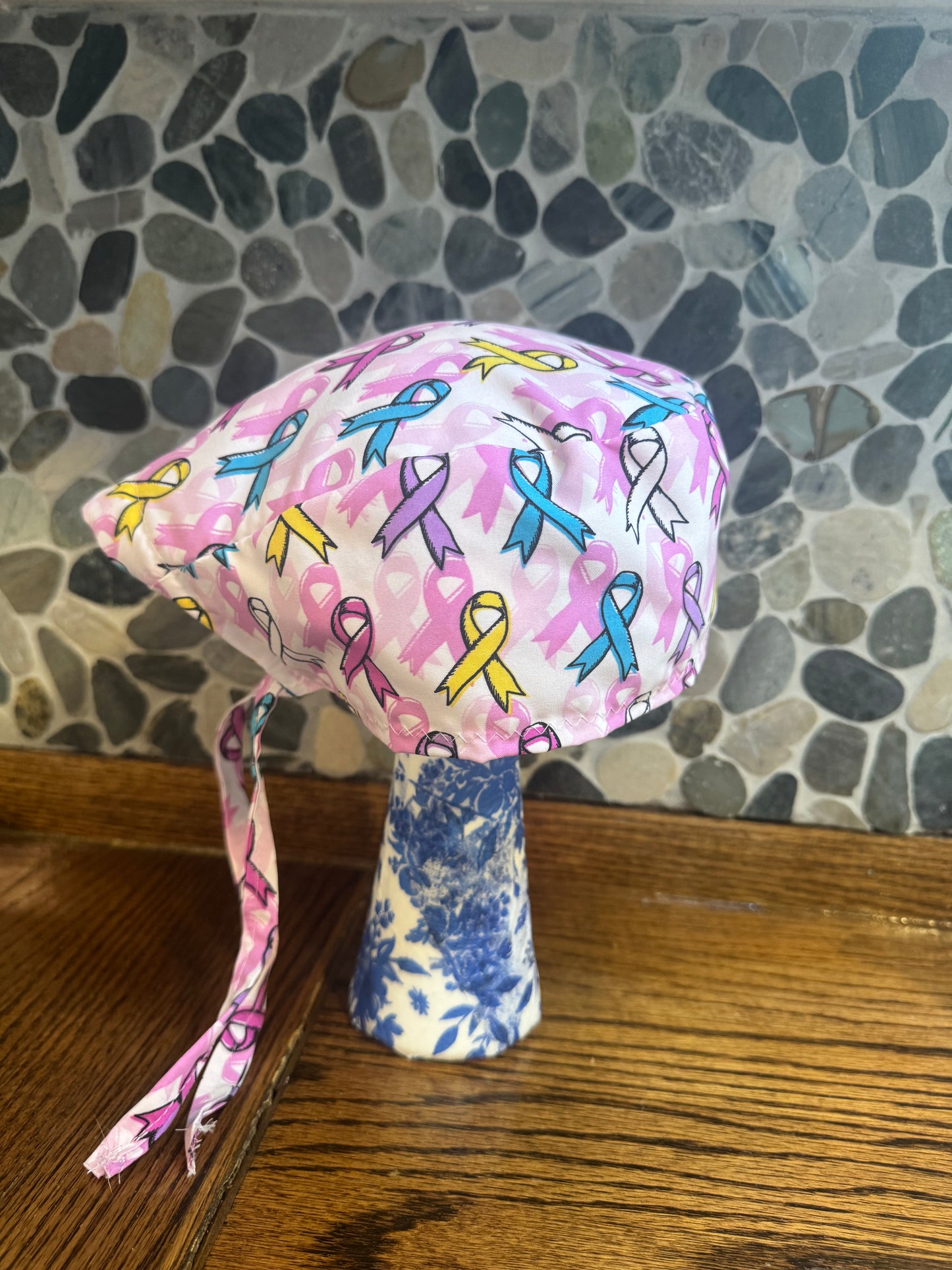 Cancer Awareness Printed Scrub Cap – Adjustable Tie - Back Surgical Hat - Scrub Cap