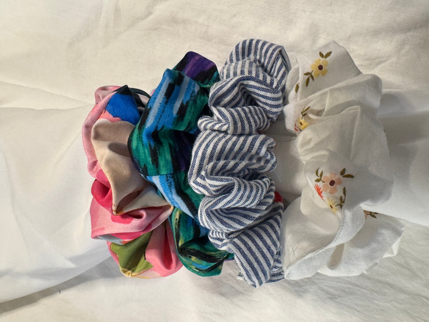 Satin, Rayon, Cotton Scrunchie, Oversize XLarge Scrunchies, Ponytail Elastic Hair Tie, Handmade Scrunchie