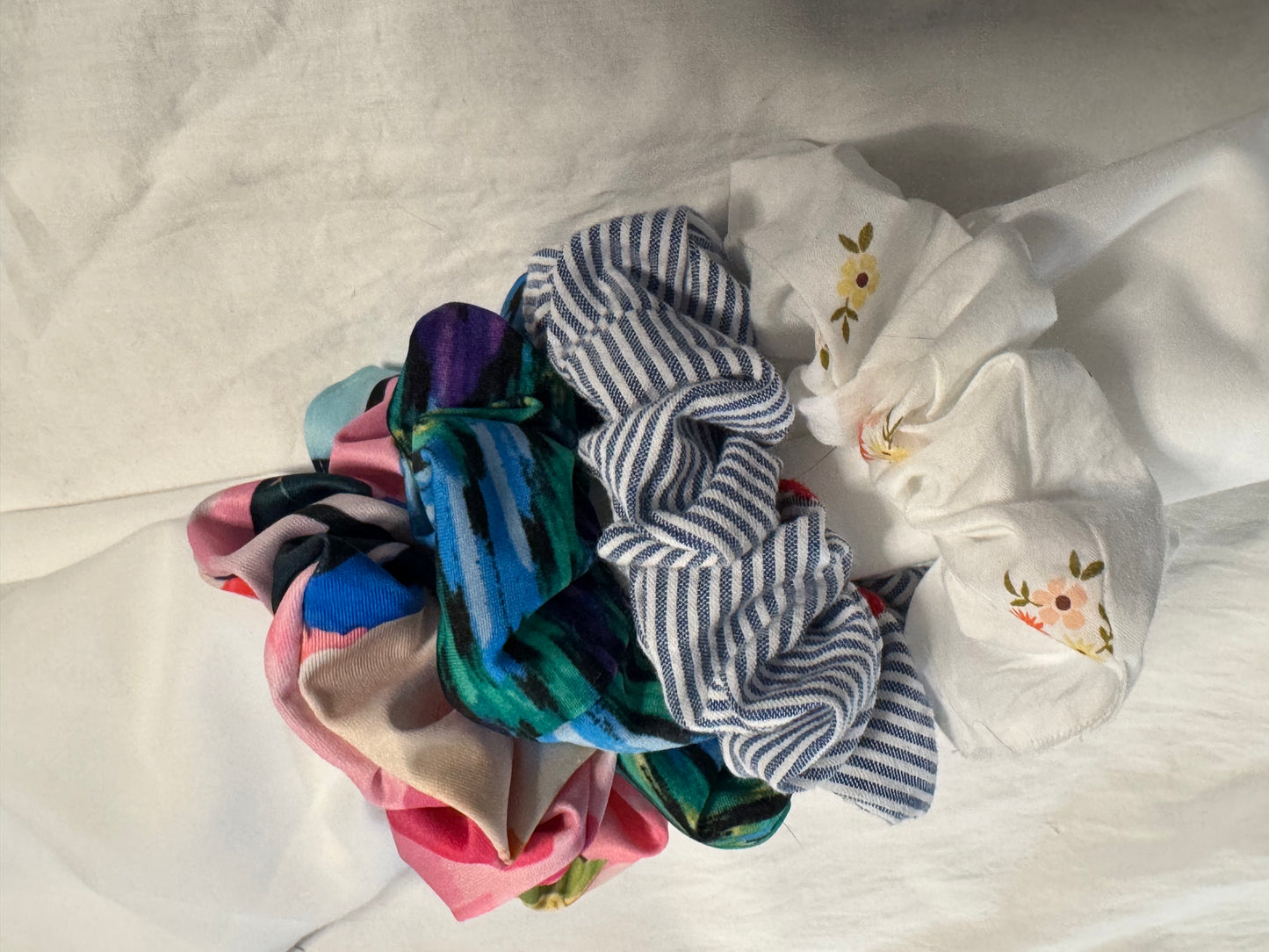 Satin, Rayon, Cotton Scrunchie, Oversize XLarge Scrunchies, Ponytail Elastic Hair Tie, Handmade Scrunchie