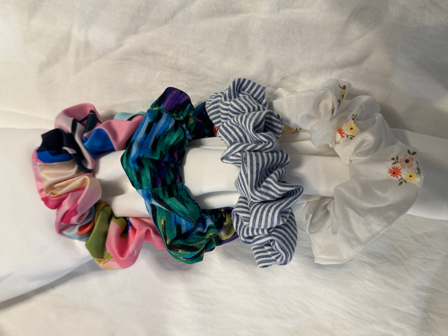 Satin, Rayon, Cotton Scrunchie, Oversize XLarge Scrunchies, Ponytail Elastic Hair Tie, Handmade Scrunchie