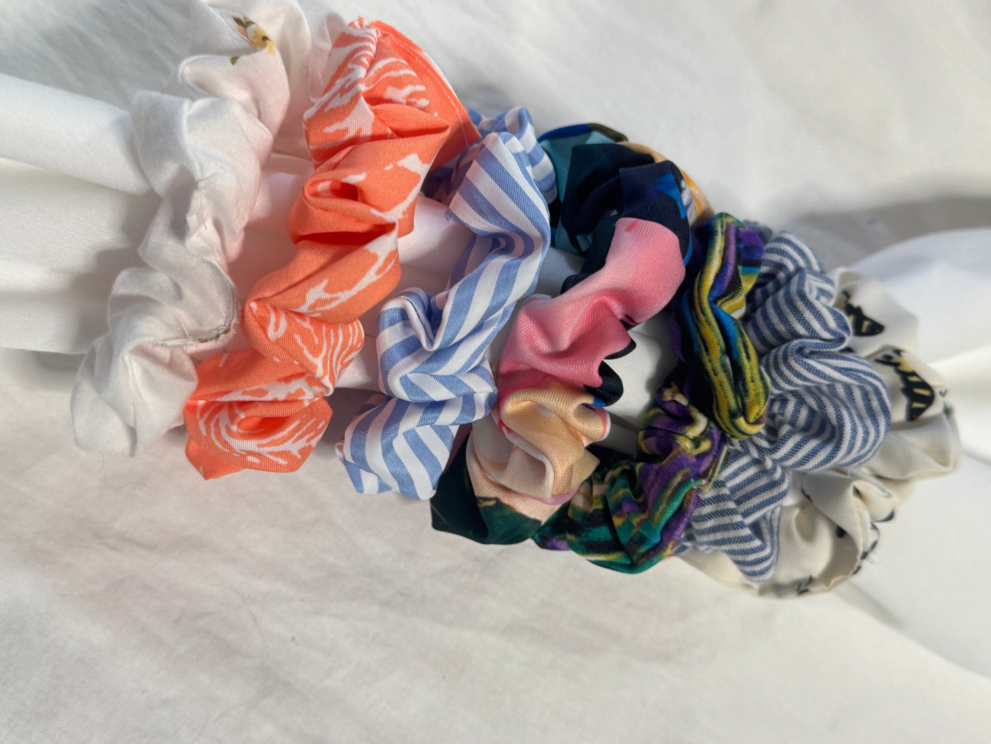Satin, Rayon, Cotton Scrunchie, Oversize Mini Scrunchies, Ponytail Elastic Hair Tie, Handmade Scrunchie