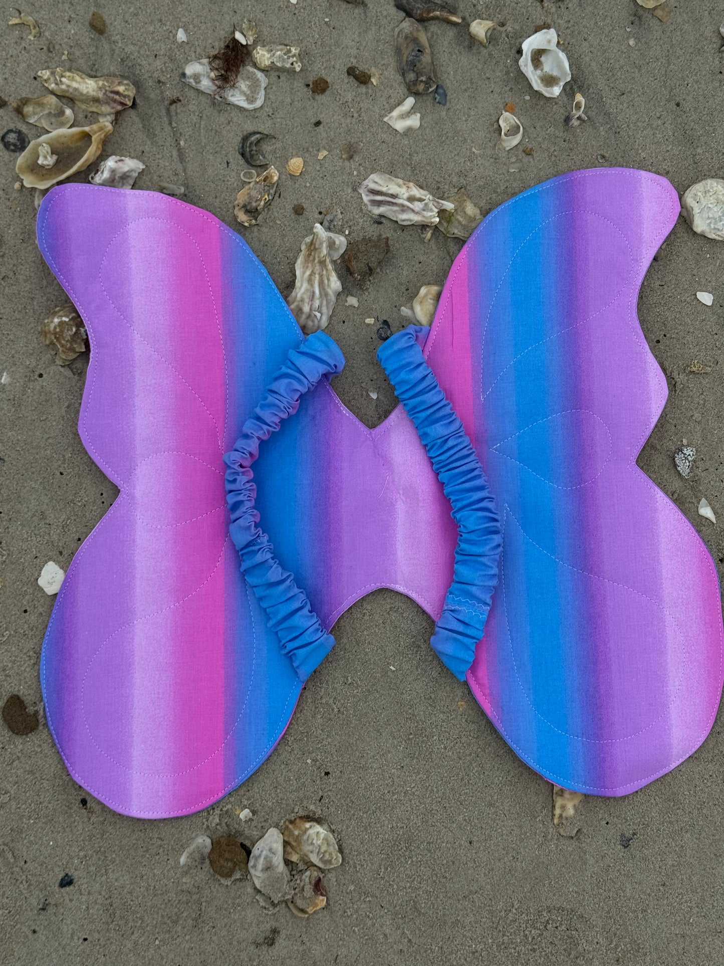 Child’s Butterfly Wings – Soft Dress-Up Costume with Comfortable Elastic Straps ~ Ombre Rainbow