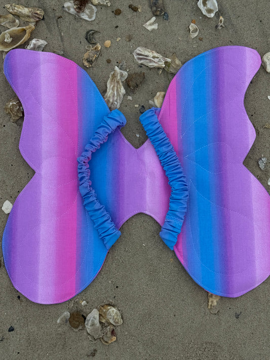 Child’s Butterfly Wings – Soft Dress-Up Costume with Comfortable Elastic Straps ~ Ombre Rainbow