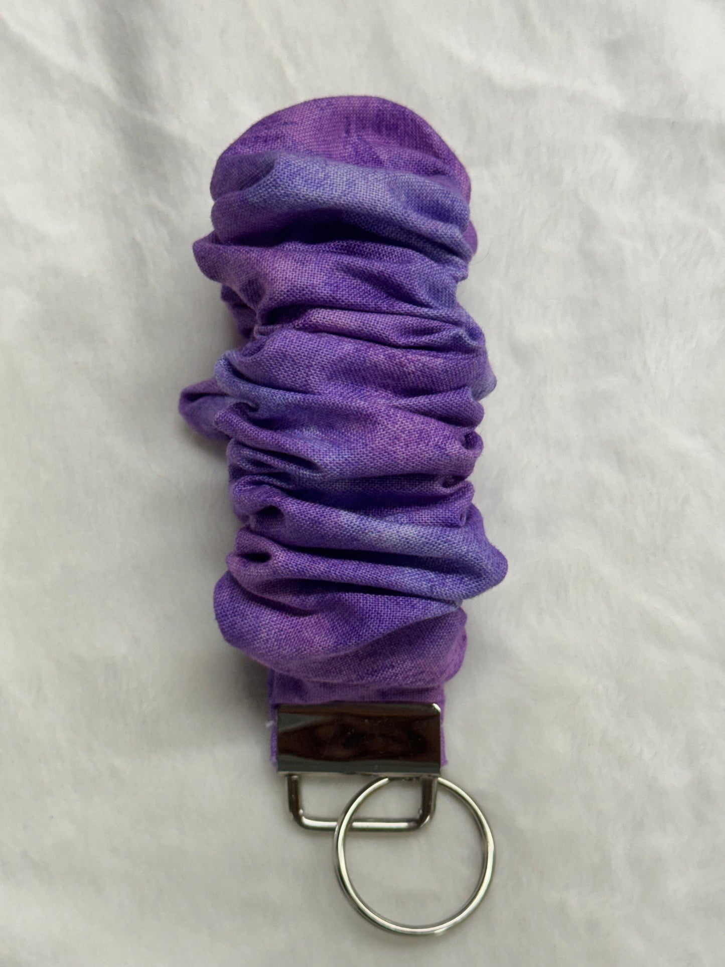 Purple Flowers ~ Handmade Wristlet Keychain ~ Cotton Wristlet Strap for Keys – Lightweight & Functional