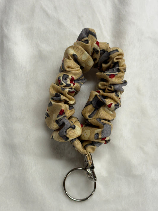Sock Monkey ~ Handmade Wristlet Keychain ~ Cotton Wristlet Strap for Keys – Lightweight & Functional