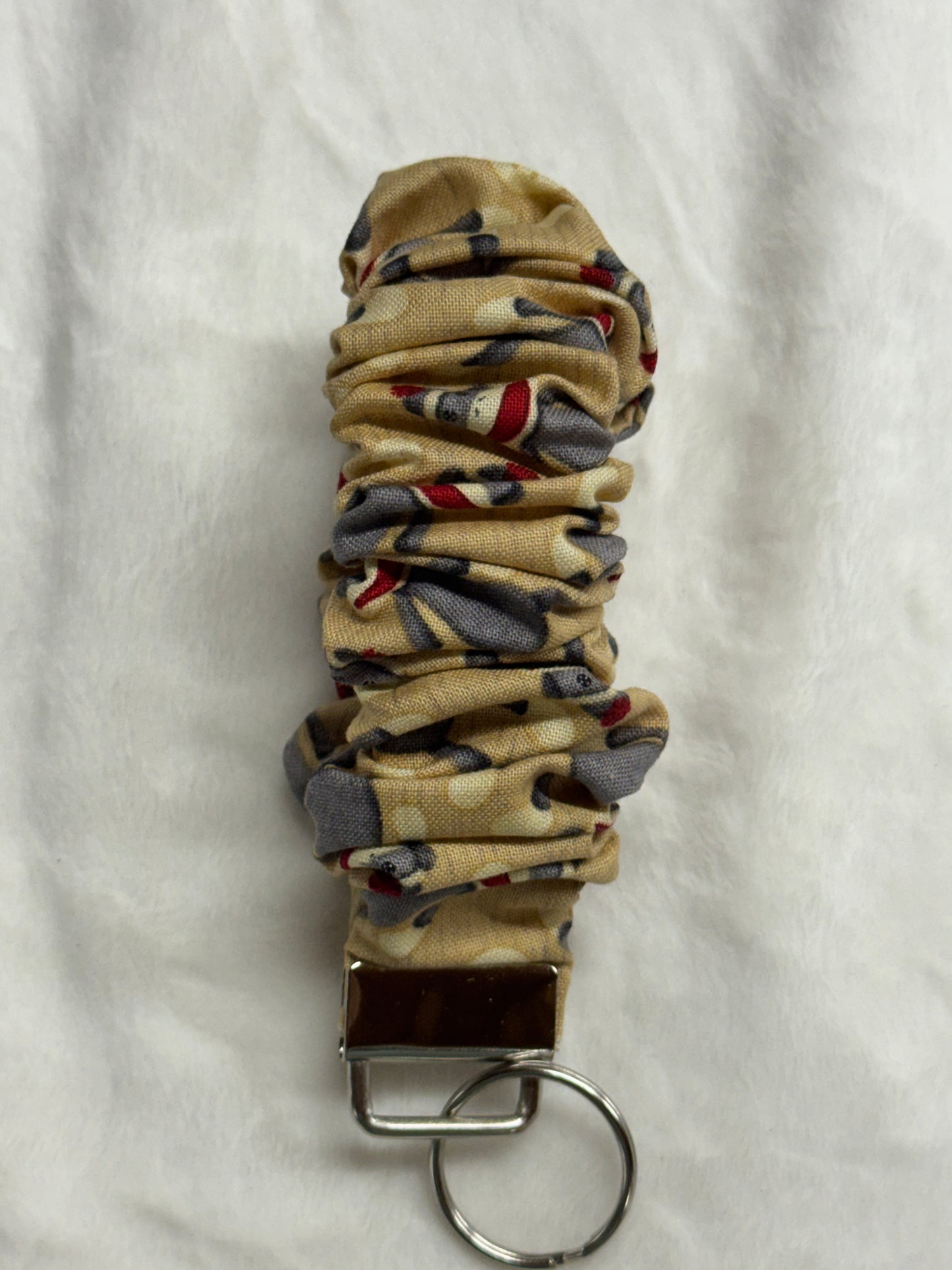 Sock Monkey ~ Handmade Wristlet Keychain ~ Cotton Wristlet Strap for Keys – Lightweight & Functional