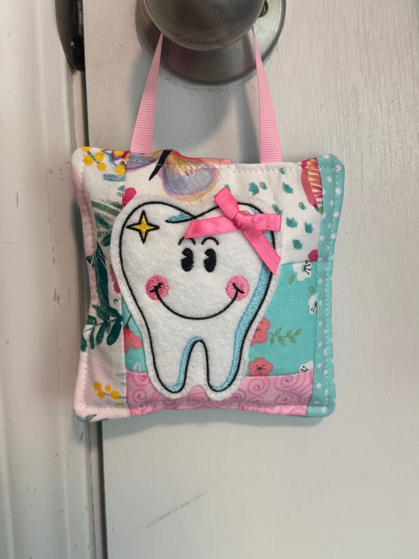 Personalized Tooth Fairy Door Hanger Pouch | Quilted Tooth Pillow Keepsake for Kids