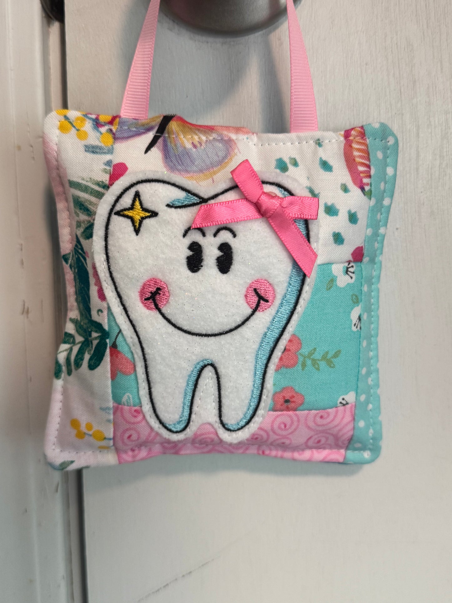 Personalized Tooth Fairy Door Hanger Pouch | Quilted Tooth Pillow Keepsake for Kids