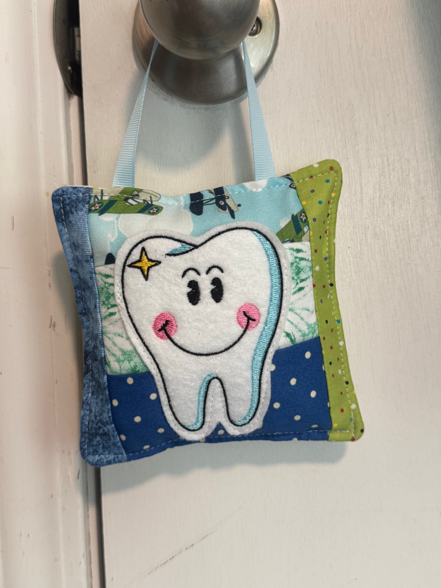 Personalized Tooth Fairy Door Hanger Pouch | Quilted Tooth Pillow Keepsake for Kids