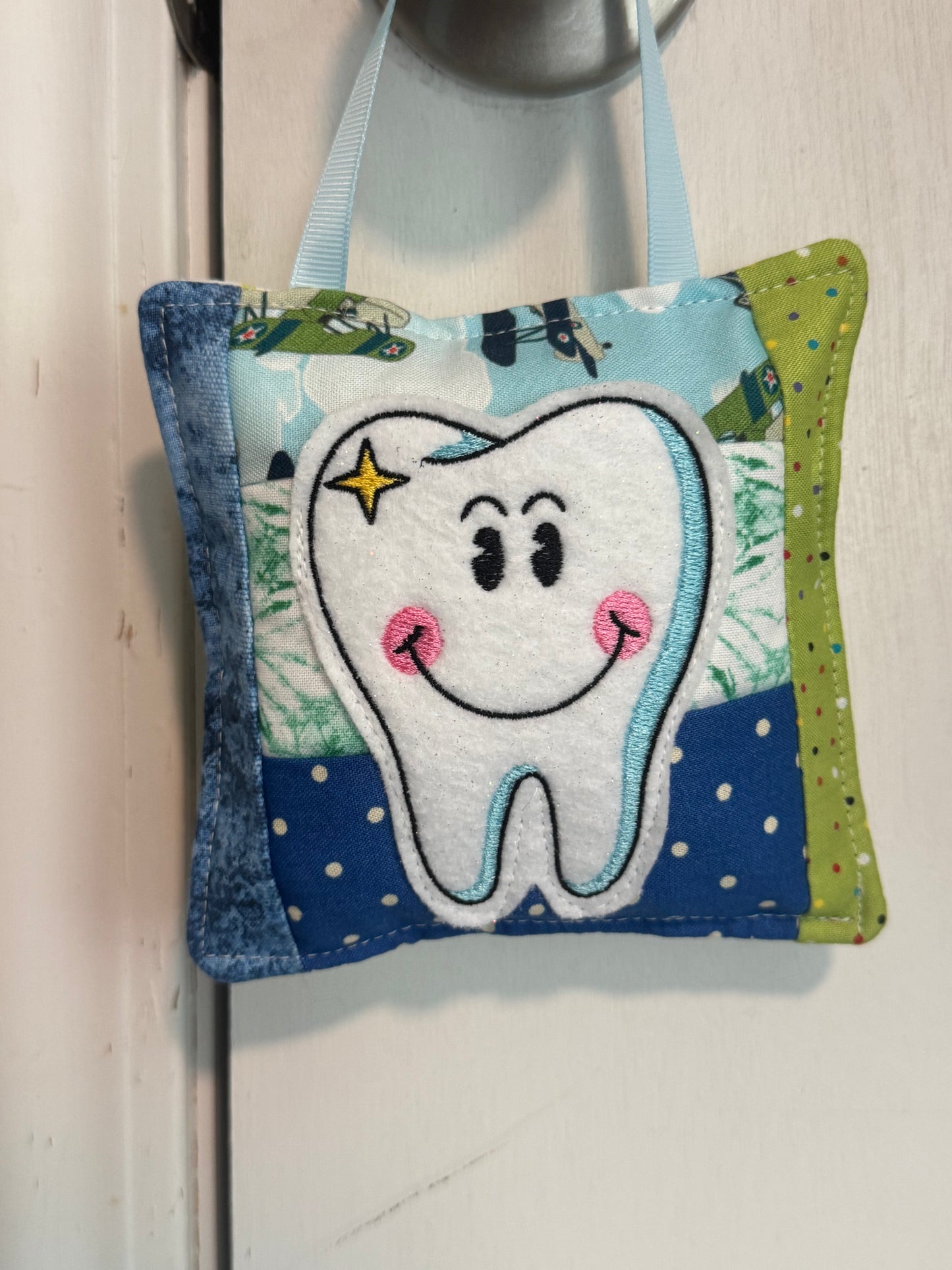 Personalized Tooth Fairy Door Hanger Pouch | Quilted Tooth Pillow Keepsake for Kids