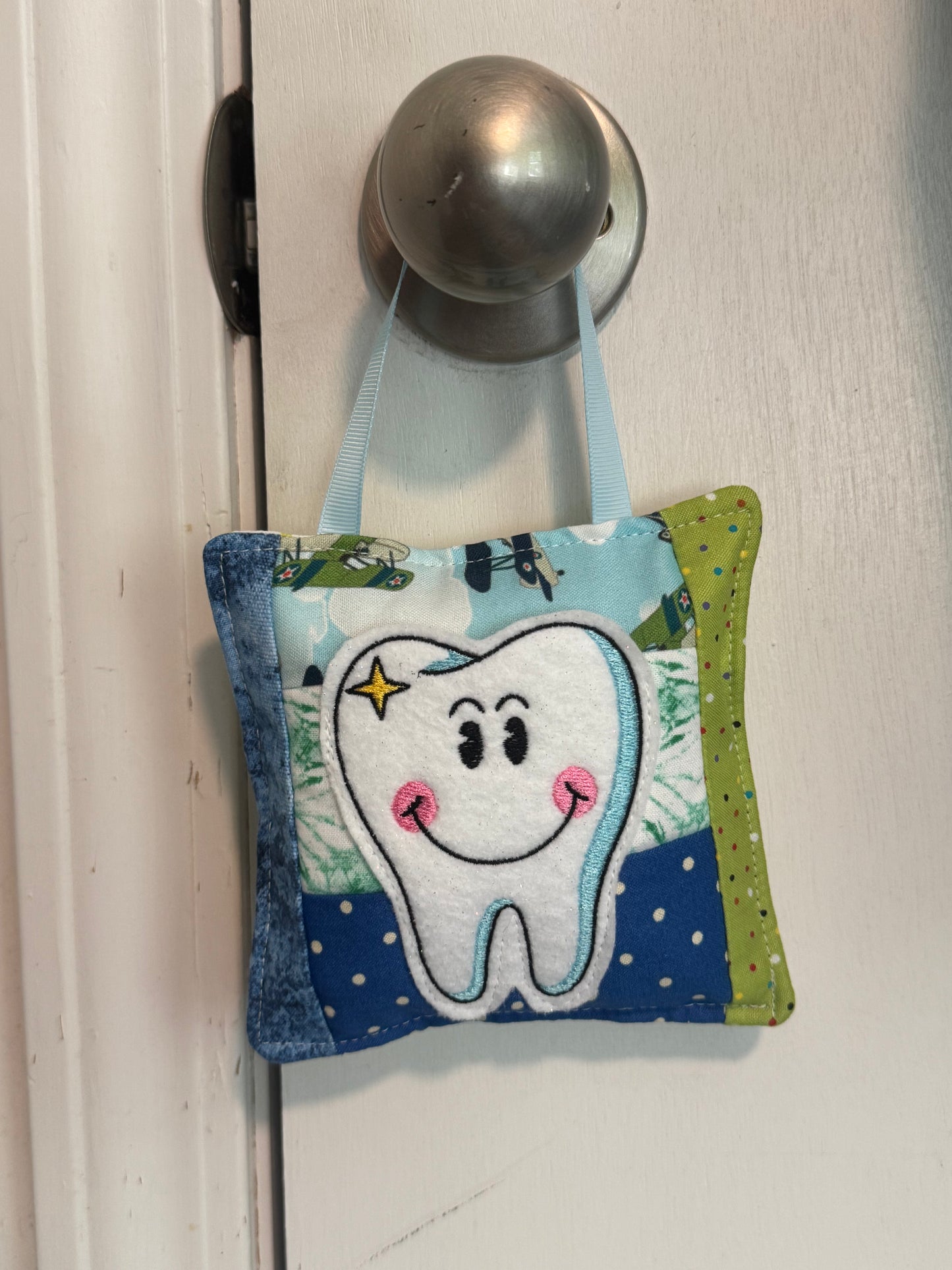 Personalized Tooth Fairy Door Hanger Pouch | Quilted Tooth Pillow Keepsake for Kids
