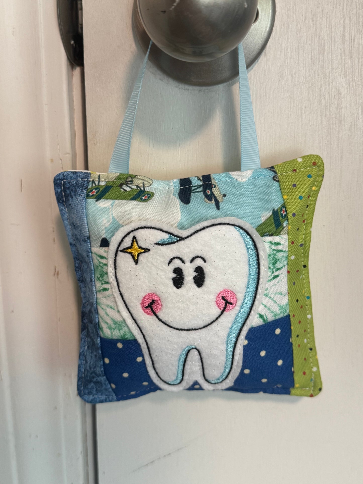 Personalized Tooth Fairy Door Hanger Pouch | Quilted Tooth Pillow Keepsake for Kids