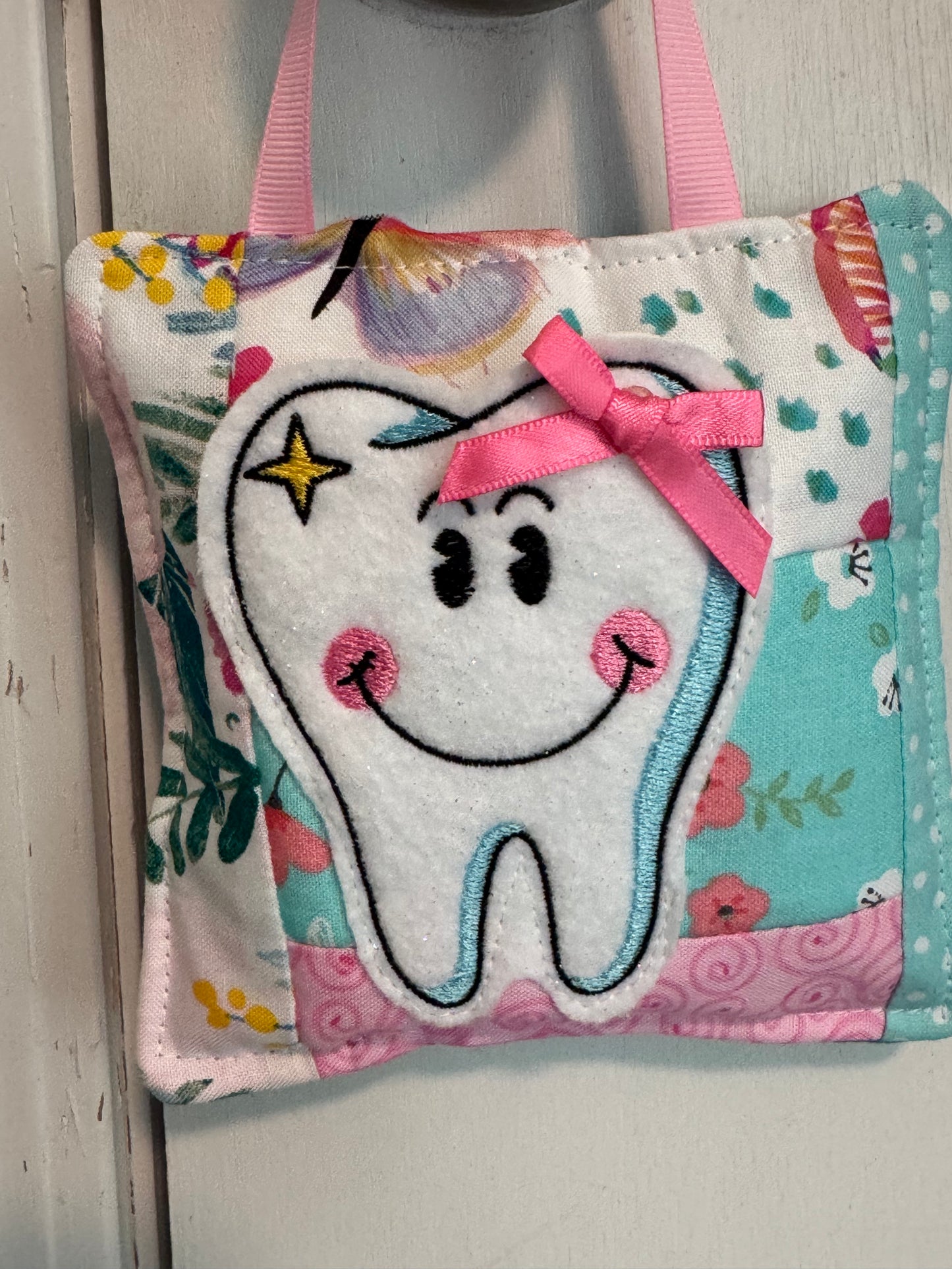 Personalized Tooth Fairy Door Hanger Pouch | Quilted Tooth Pillow Keepsake for Kids