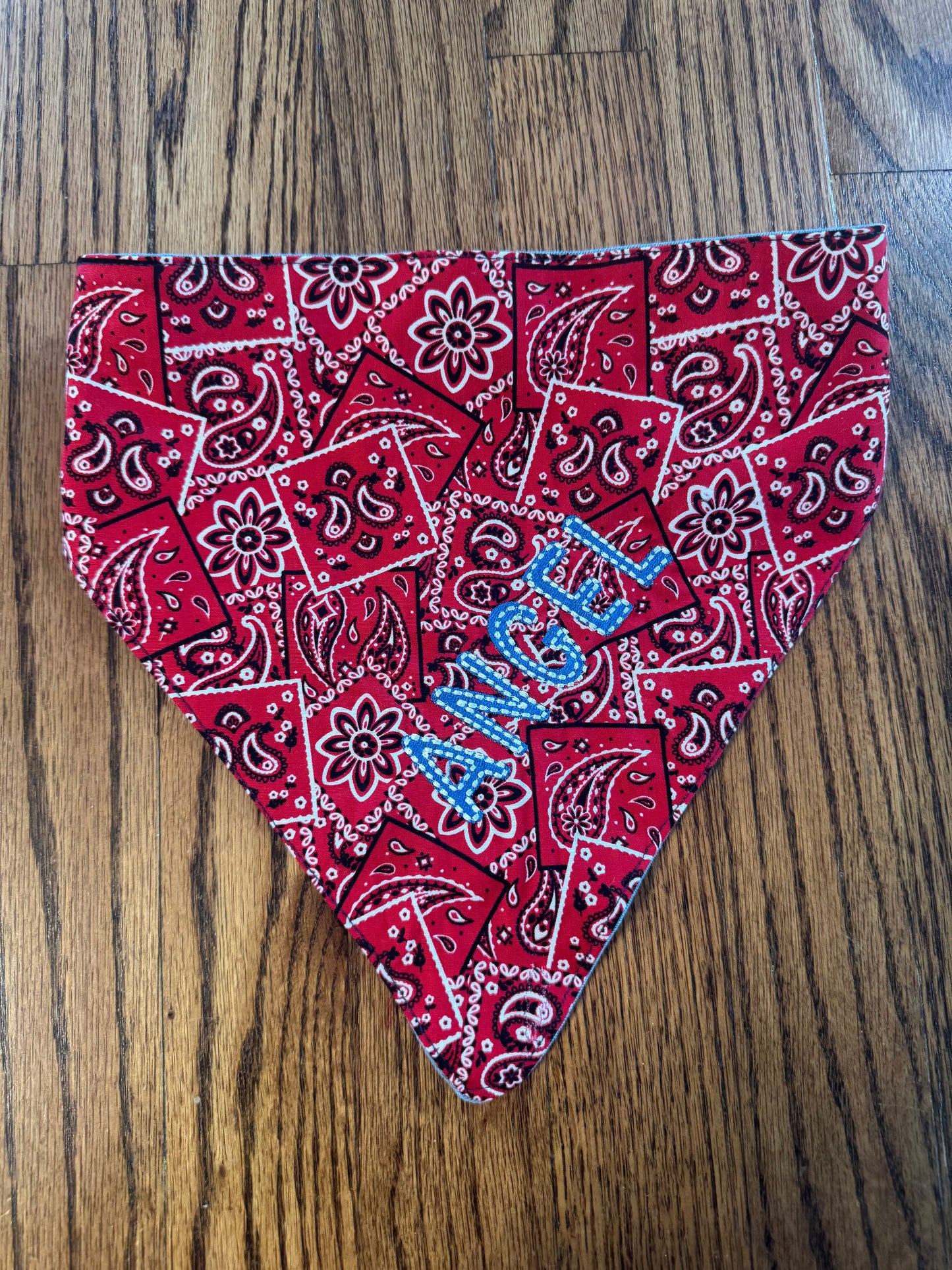 Personalized Embroidered Dog Bandana | Custom Pet Name Bandana | Handmade Cotton Dog Scarf