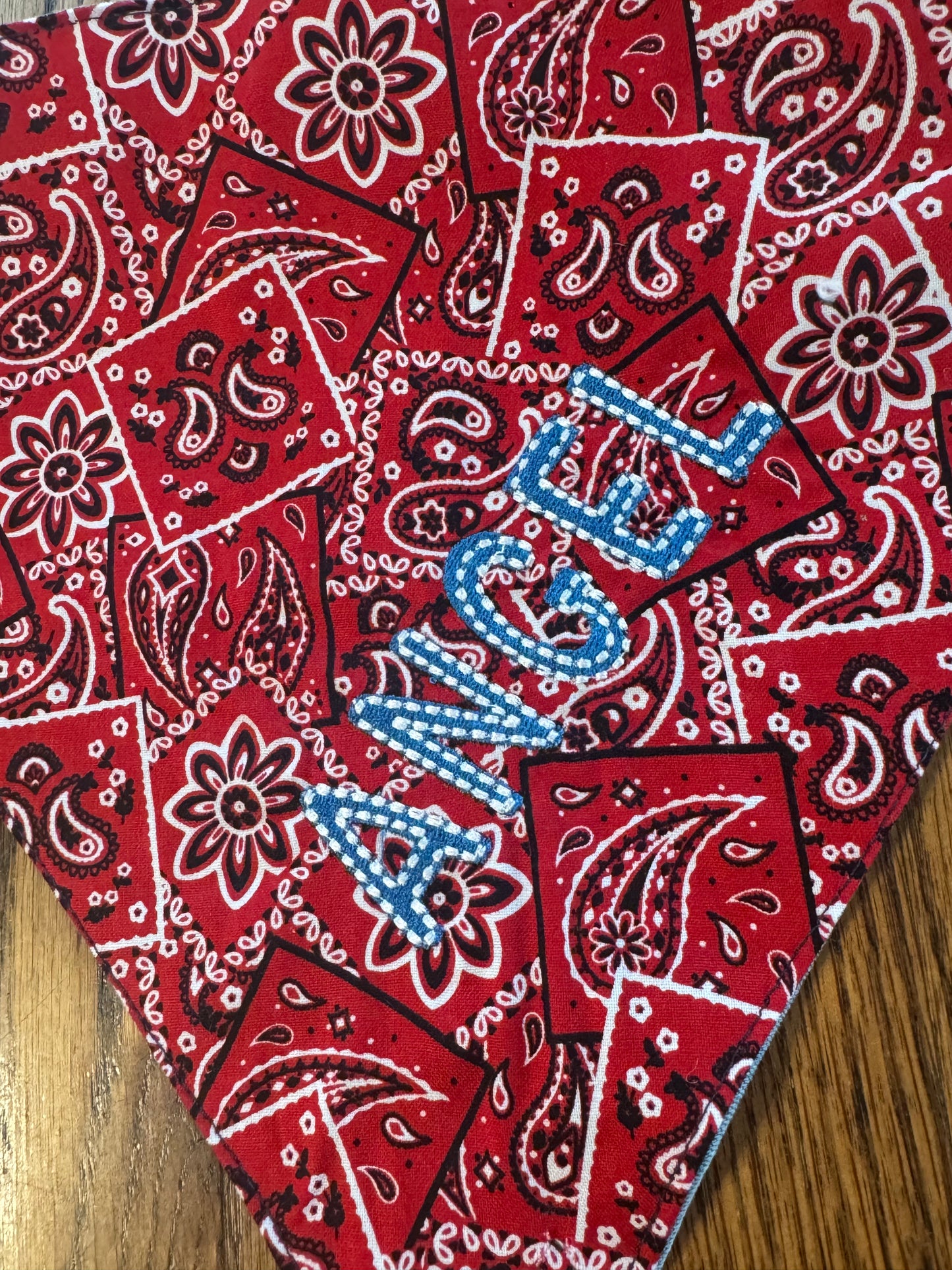 Personalized Embroidered Dog Bandana | Custom Pet Name Bandana | Handmade Cotton Dog Scarf