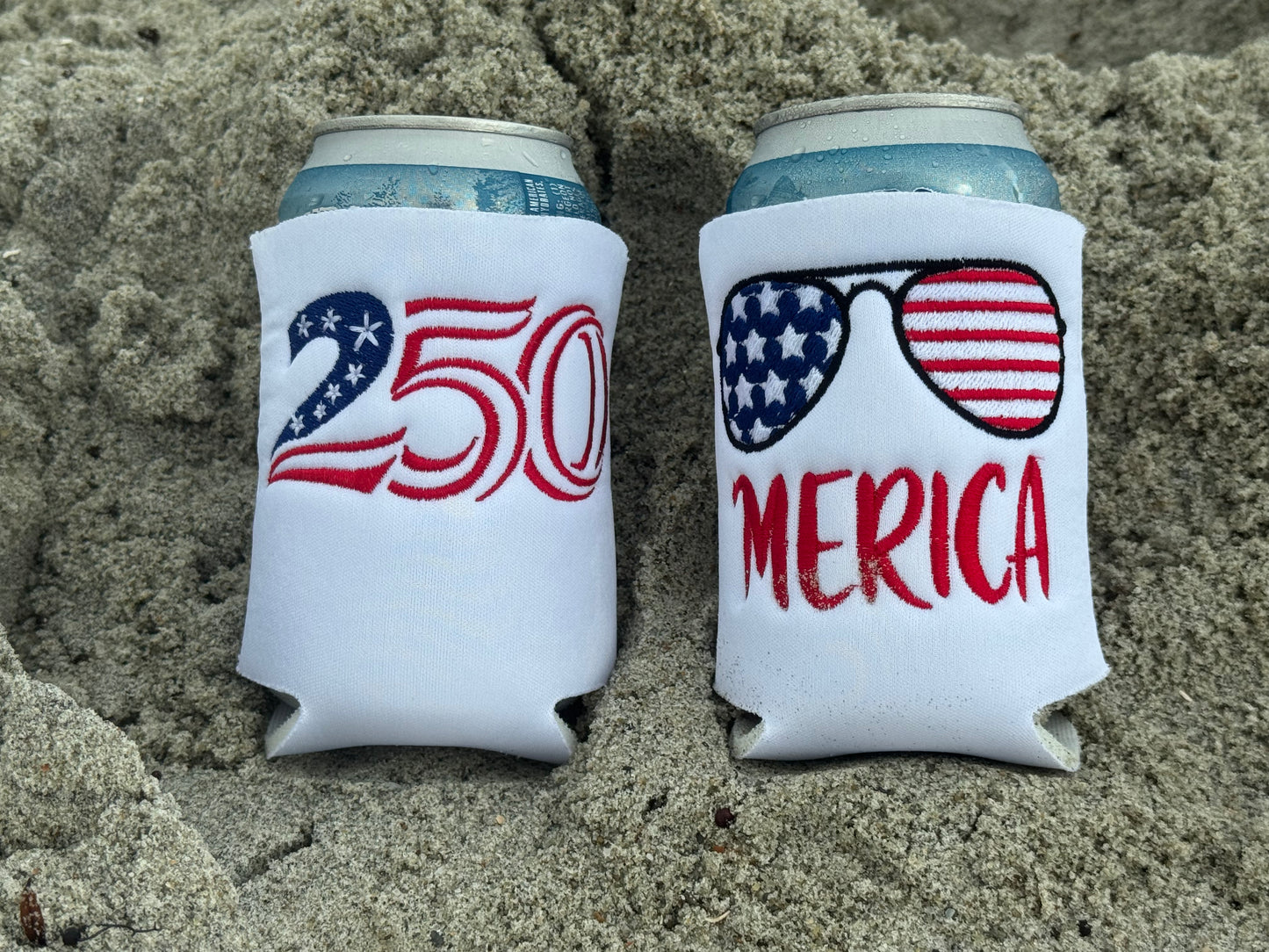 Embroidered 4th of July Can Koozies | Patriotic Drink Holders | 'Merica & 250 Designs