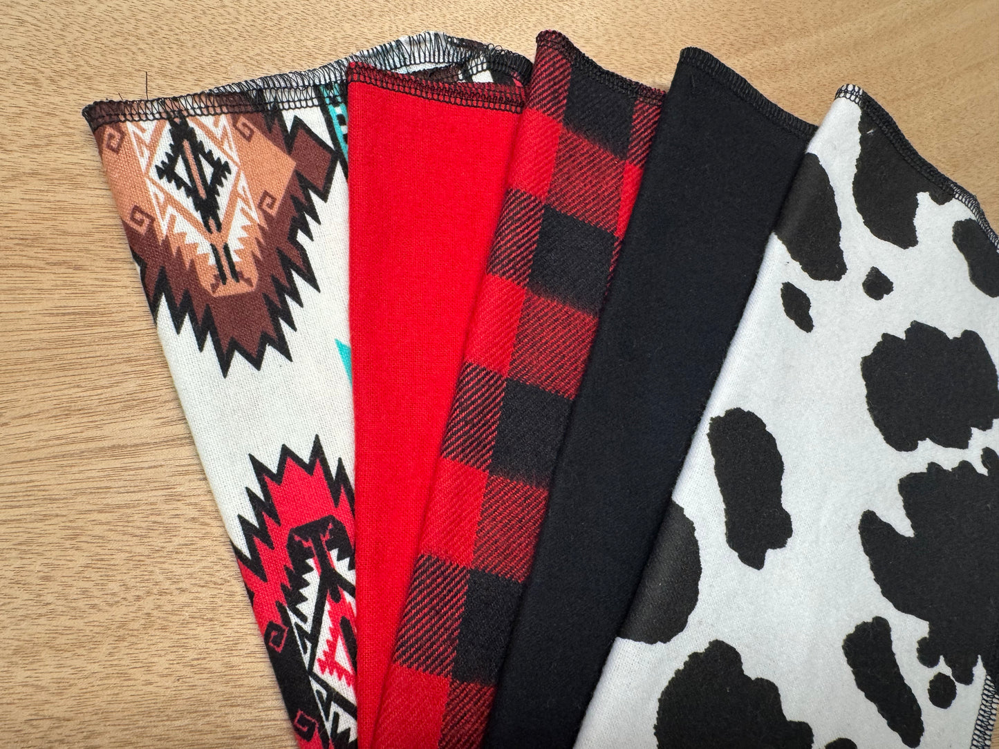 Aztec | Cow Print | Reusable Non-Paper Towels Set of 5 | 100% Cotton Flannel | Eco-Friendly Cleaning Cloths | 10" x 10"