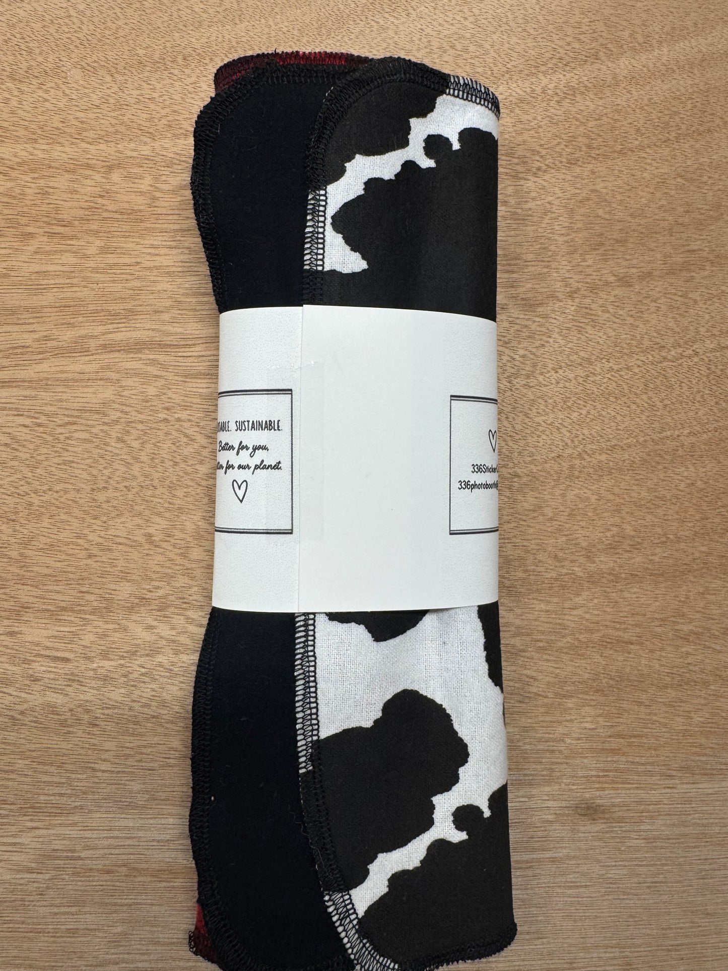 Aztec | Cow Print | Reusable Non-Paper Towels Set of 5 | 100% Cotton Flannel | Eco-Friendly Cleaning Cloths | 10" x 10"