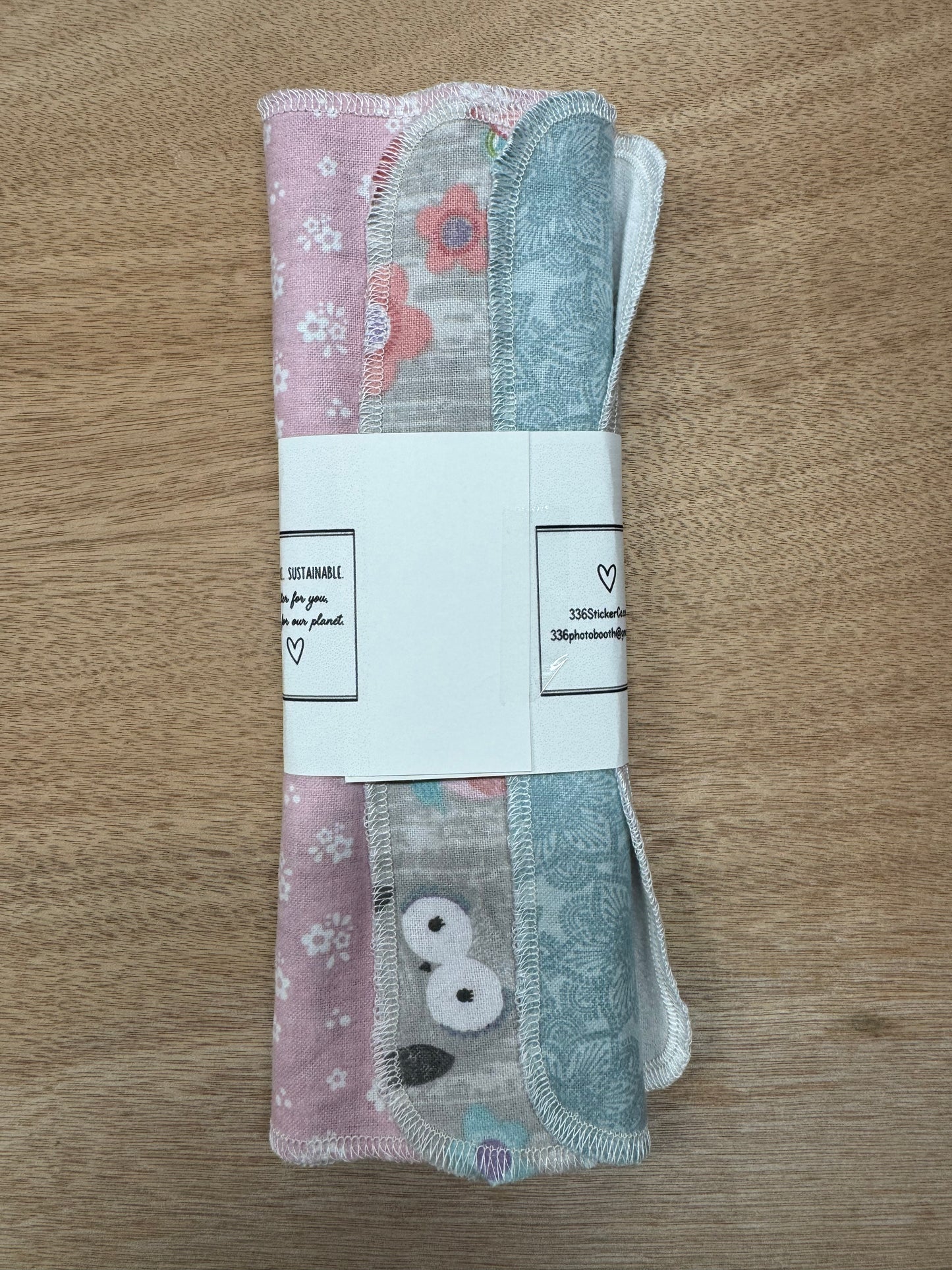 Owls | Reusable Non-Paper Towels Set of 5 | 100% Cotton Flannel | Eco-Friendly Cleaning Cloths | 10" x 10"