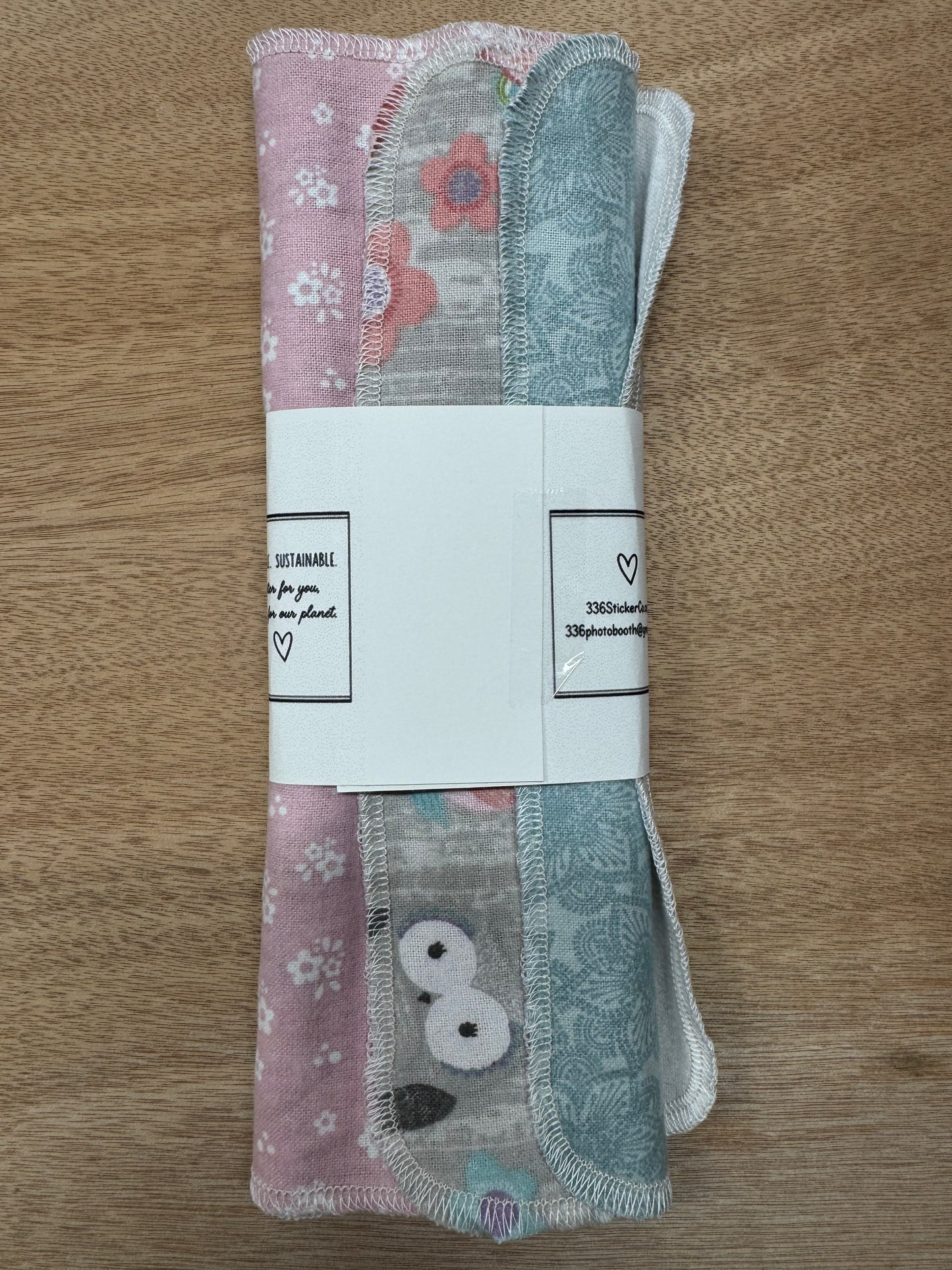 Owls | Reusable Non-Paper Towels Set of 5 | 100% Cotton Flannel | Eco-Friendly Cleaning Cloths | 10" x 10"