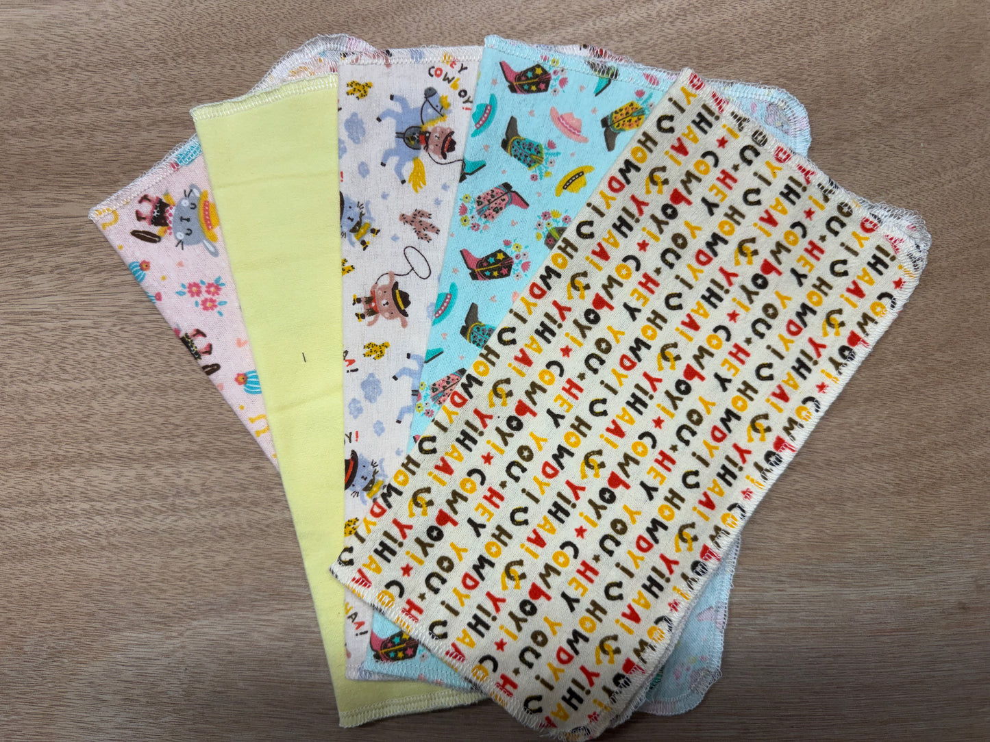 Cowboy | Reusable Non-Paper Towels Set of 5 | 100% Cotton Flannel | Eco-Friendly Cleaning Cloths | 10" x 10"