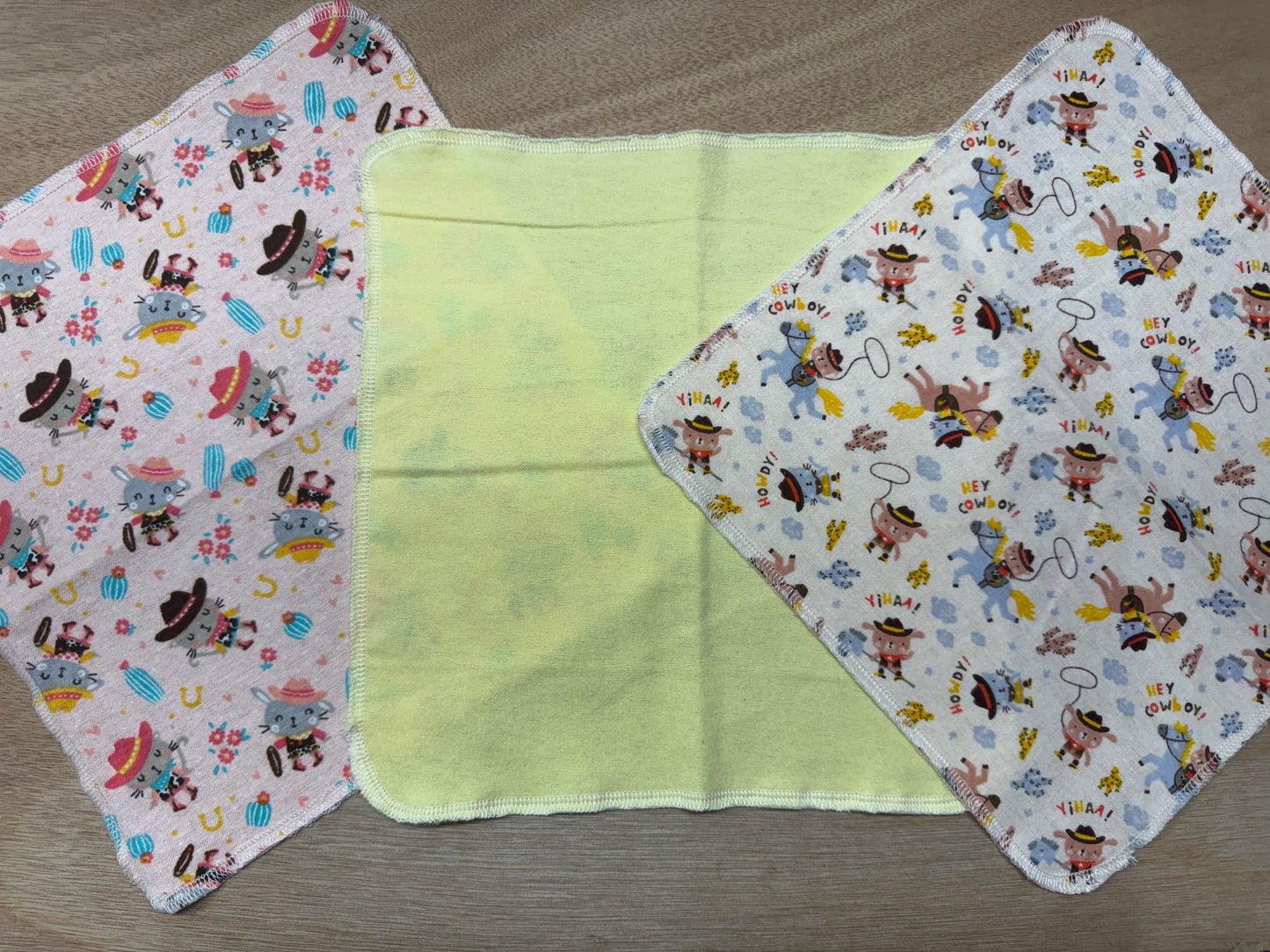 Cowboy | Reusable Non-Paper Towels Set of 5 | 100% Cotton Flannel | Eco-Friendly Cleaning Cloths | 10" x 10"