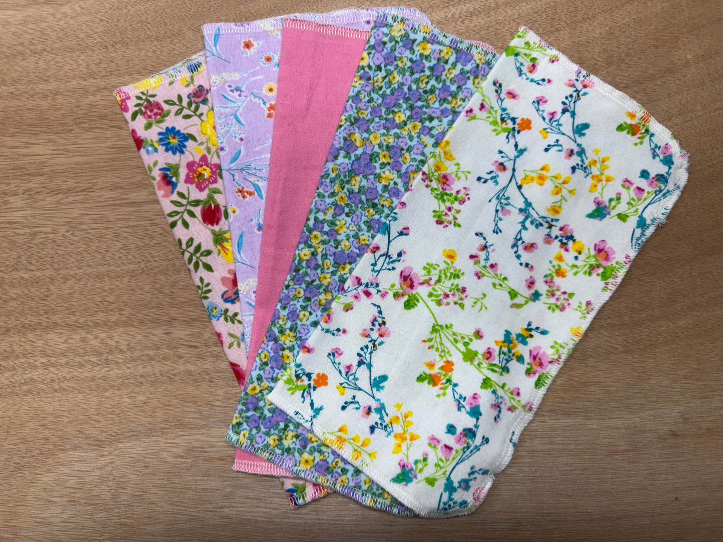 Floral | Reusable Non-Paper Towels Set of 5 | 100% Cotton Flannel | Eco-Friendly Cleaning Cloths | 10" x 10"