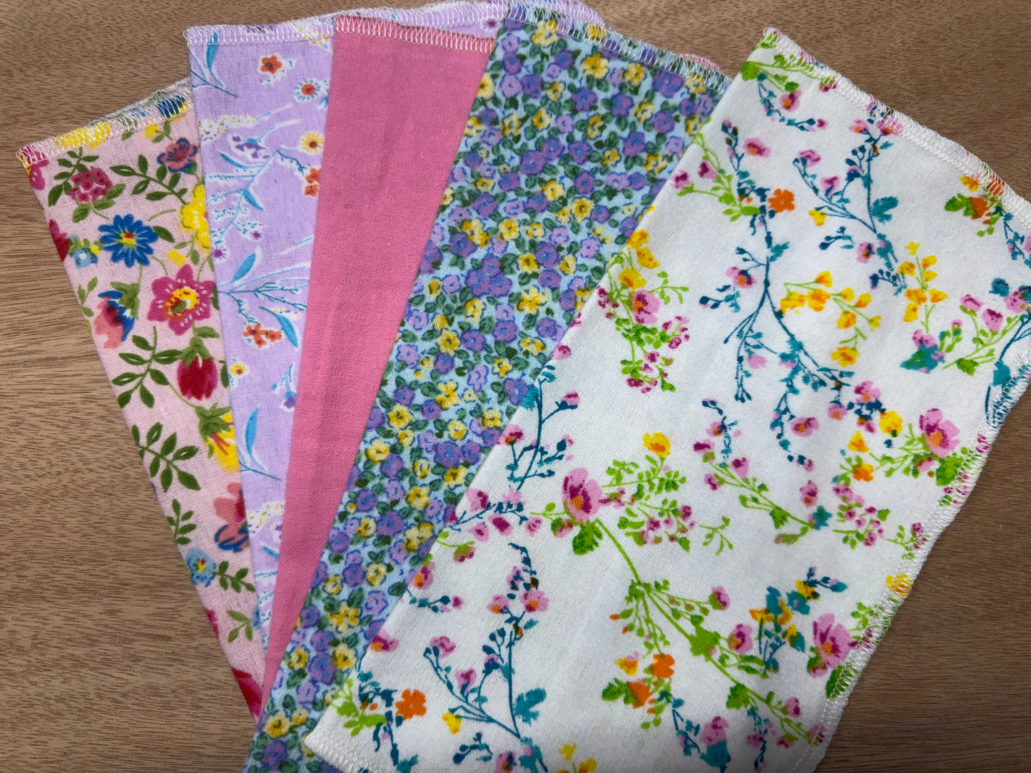 Floral | Reusable Non-Paper Towels Set of 5 | 100% Cotton Flannel | Eco-Friendly Cleaning Cloths | 10" x 10"